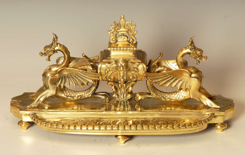 French Brass Inkwell