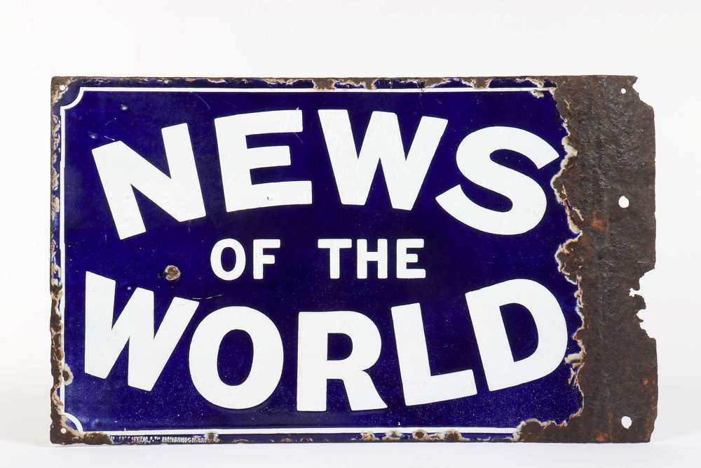  Original enamel advertising sign for News Of The World