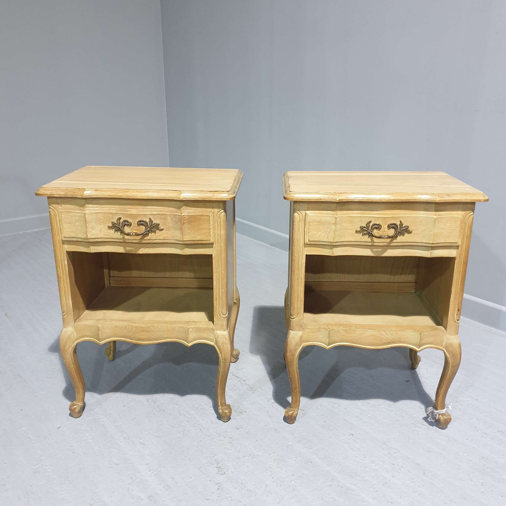 Pair French Pine Bedside Lamp Cabinets