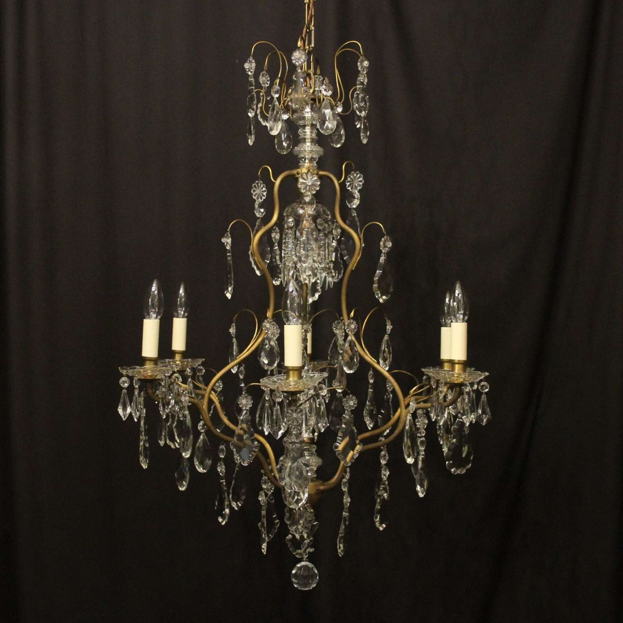 French Gilded Birdcage Crystal Chandelier