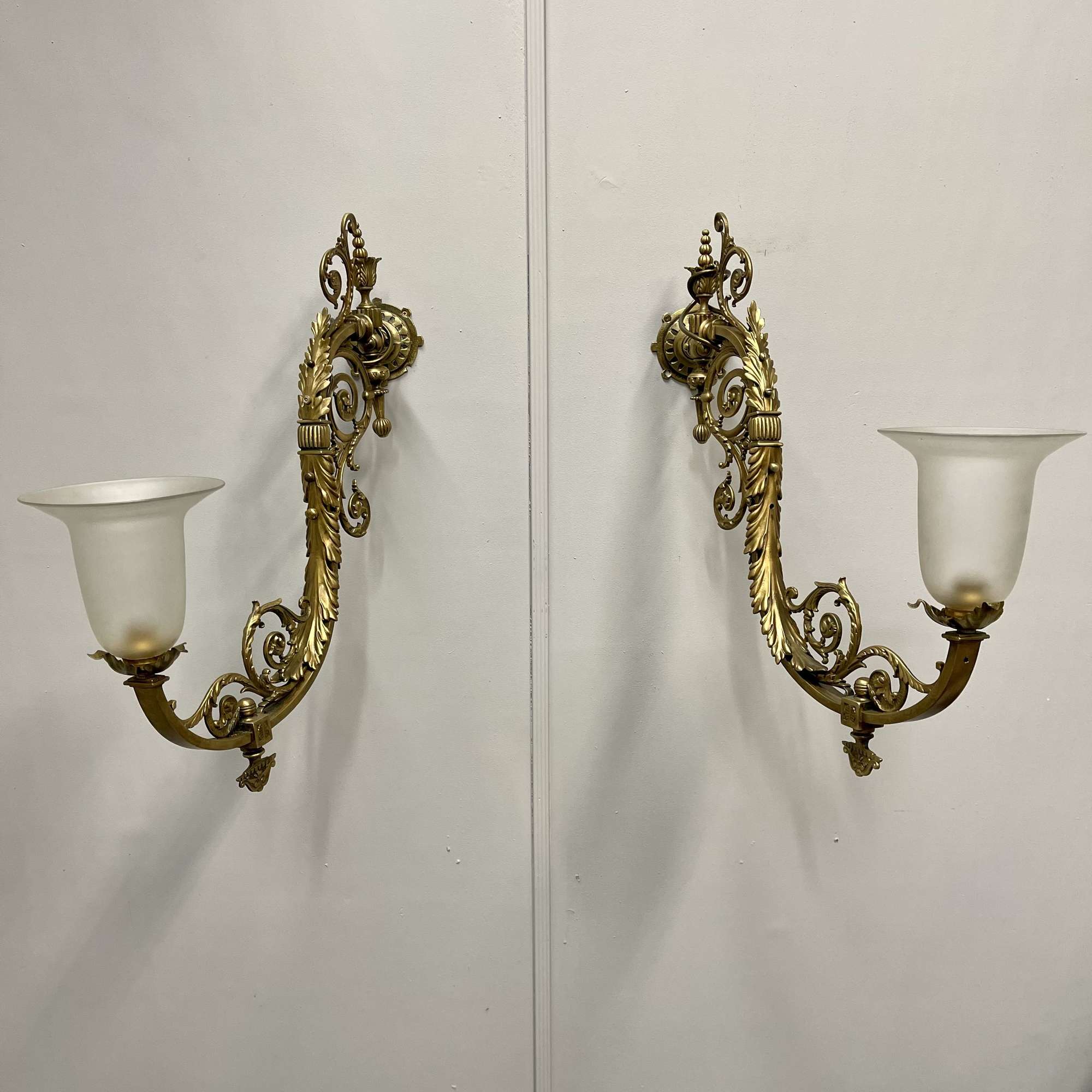 Pair Of Victorian Brass Adjustable Antique Wall Lights