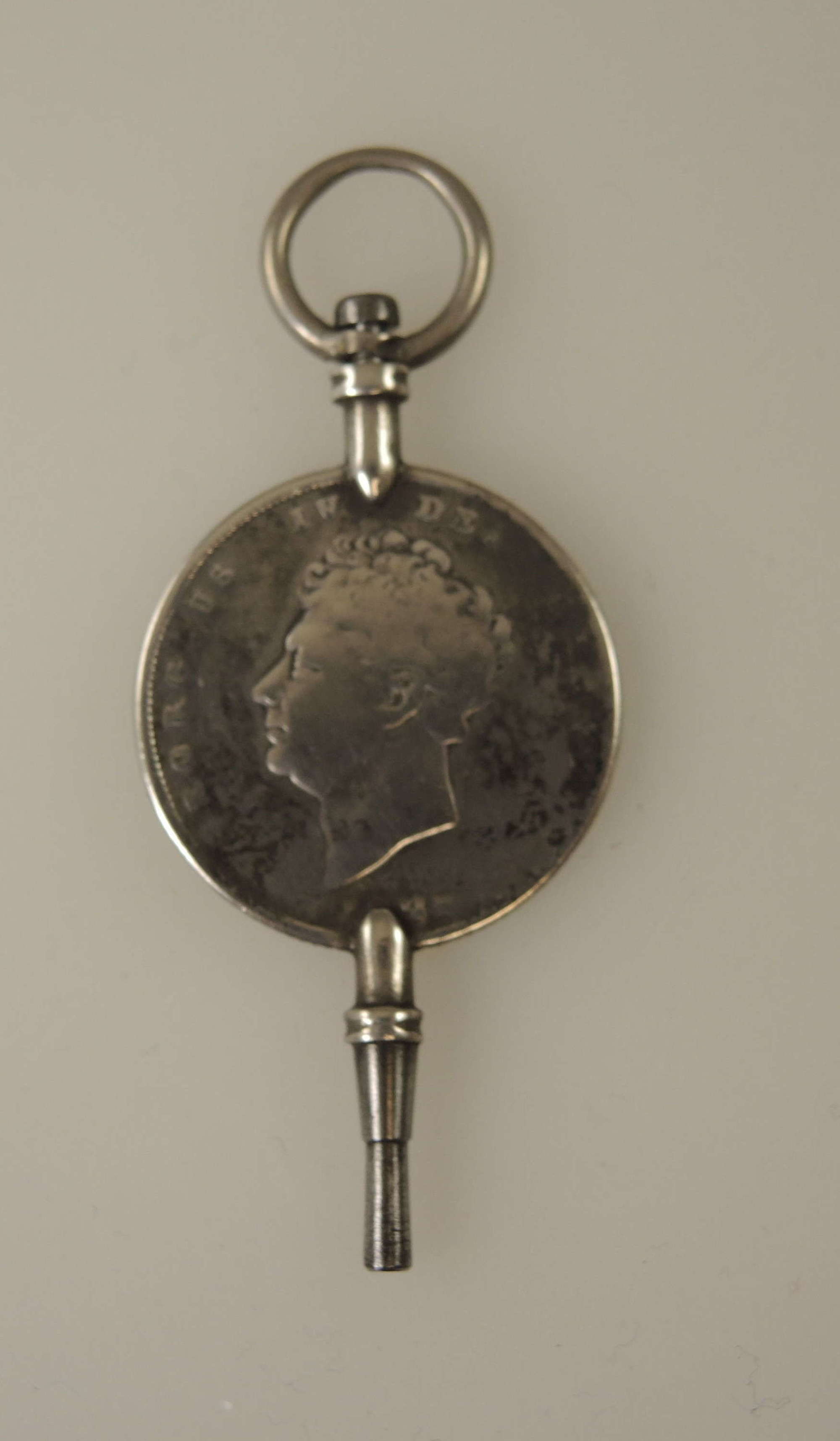 George IV Silver coin pocket watch key c1830
