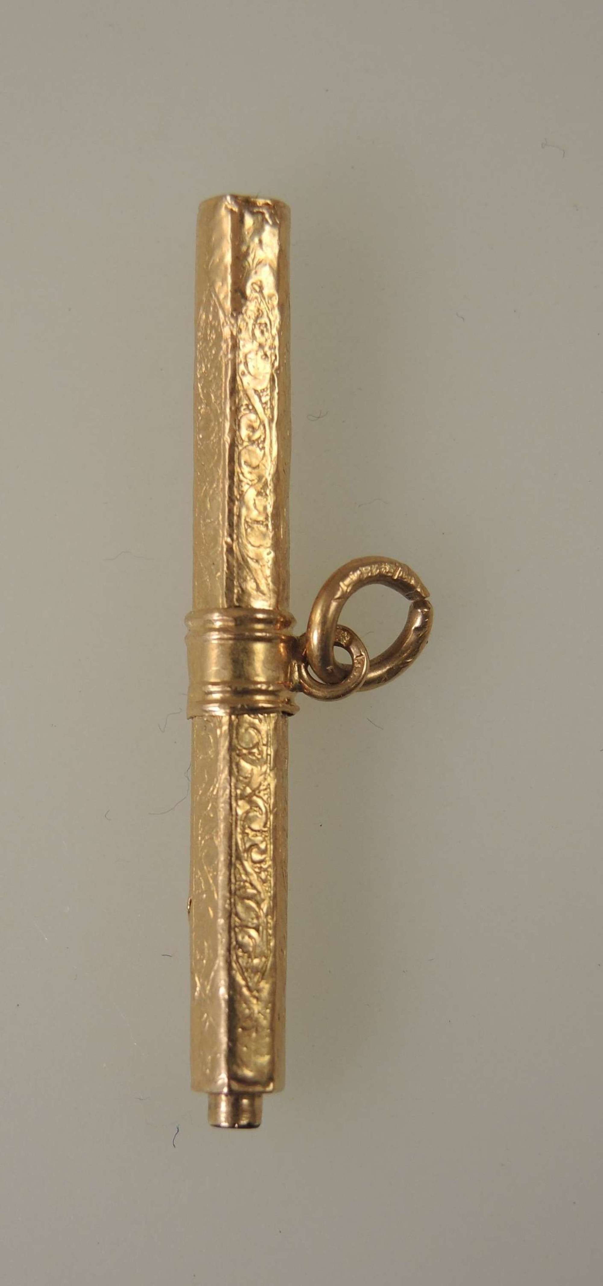 Gold Victorian T BAR shaped pocket watch key c1850