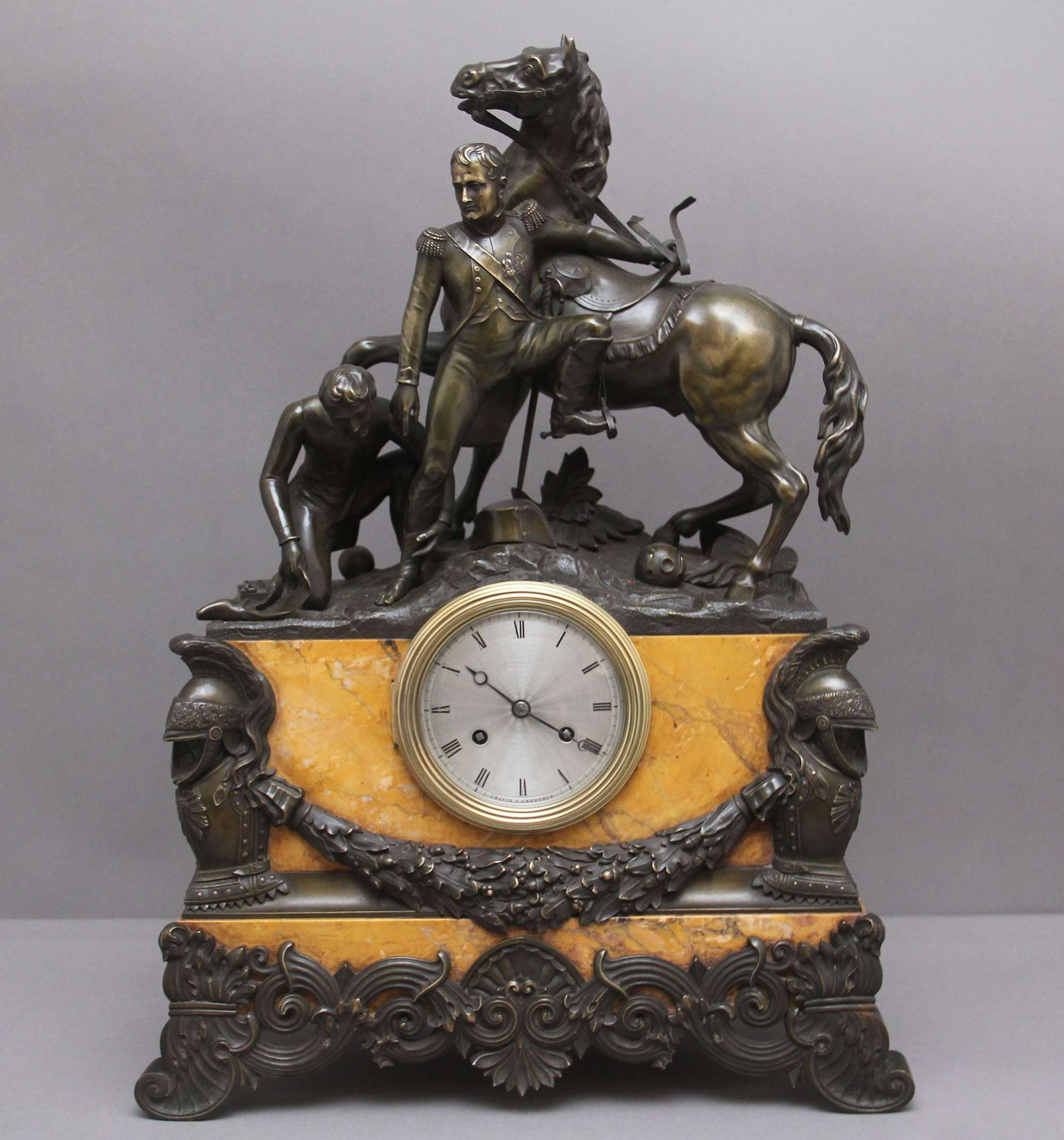 Fabulous Quality Early 19th Century Marble And Bronze Mantle Antique Clock
