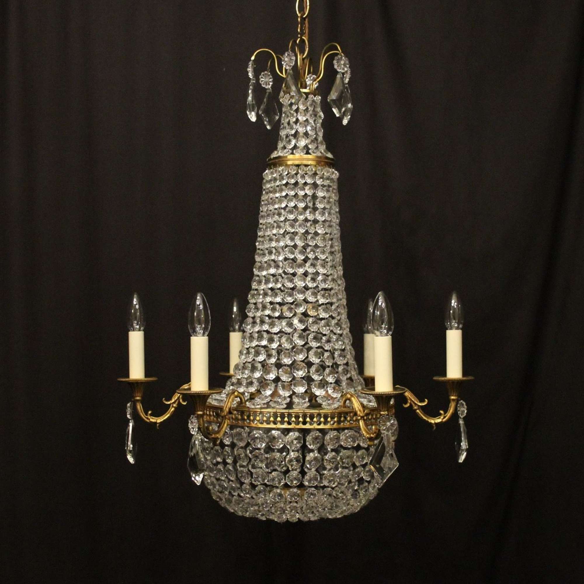French Gilded 9 Light Tent & Waterfall Chandelier