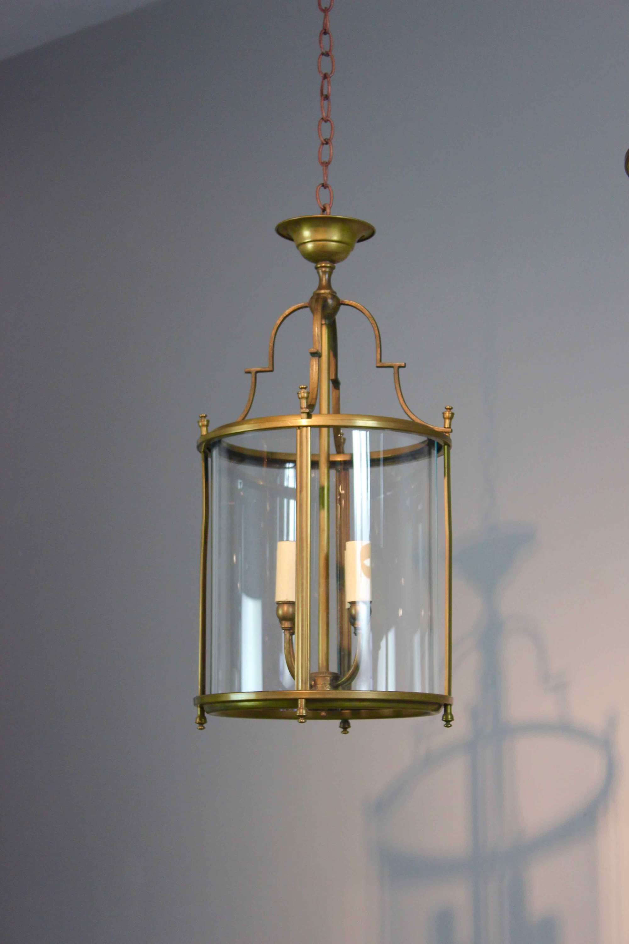 Single circular brass hall lantern of good proportions