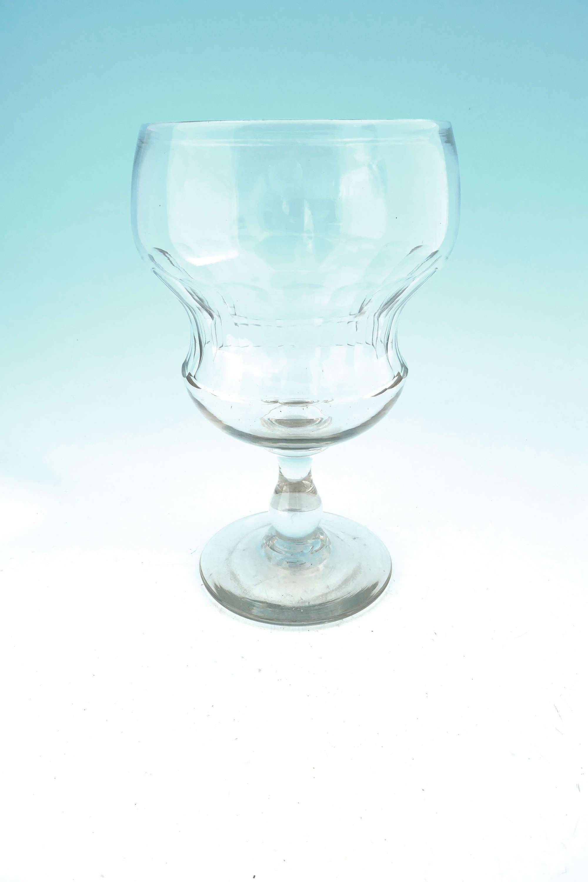 Early 19thc Large Glass Shaped Rummer With Basal Fluted Bowl. English