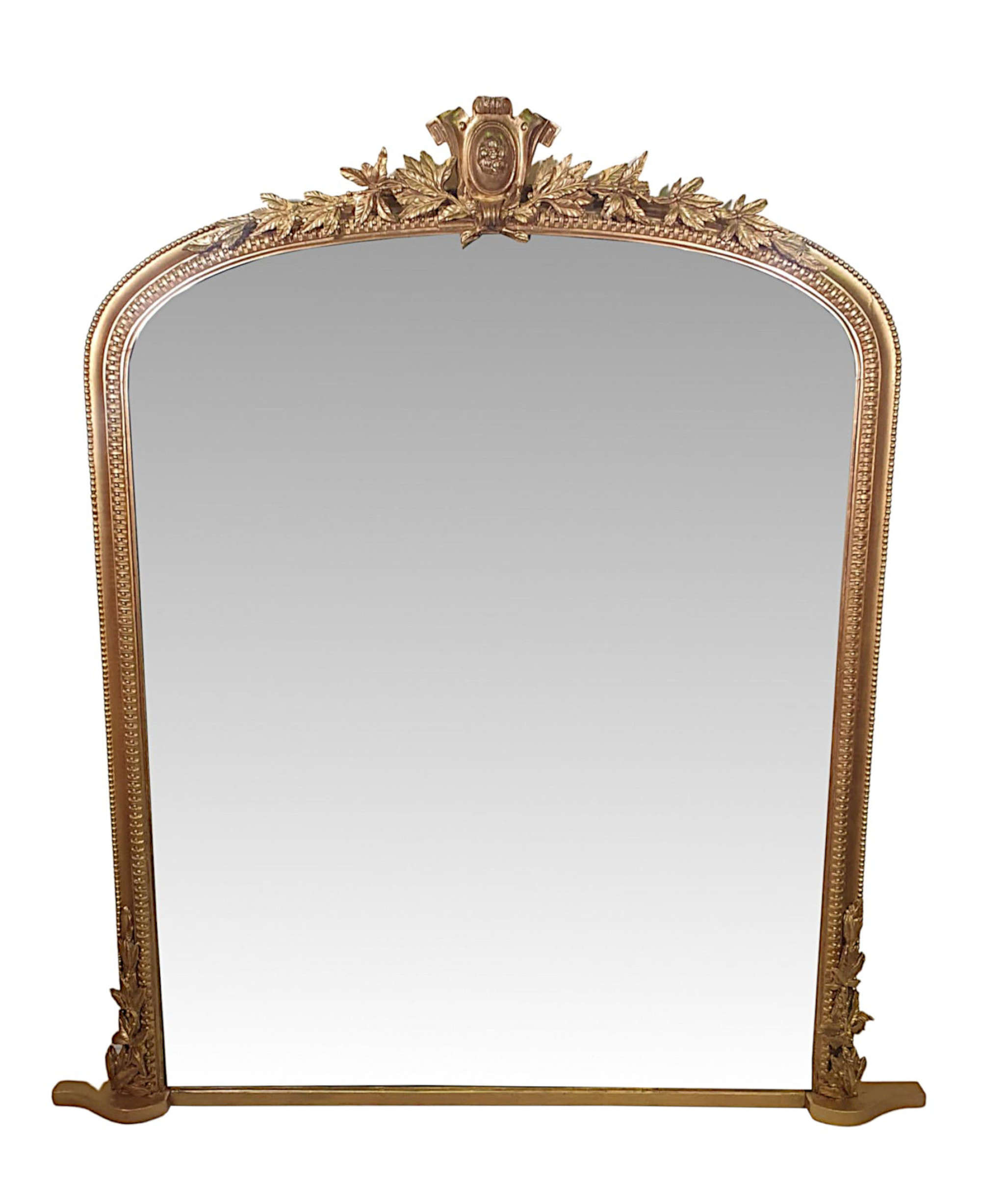 A Stunning Large 19th Century Arch Top Giltwood Overmantle Mirror
