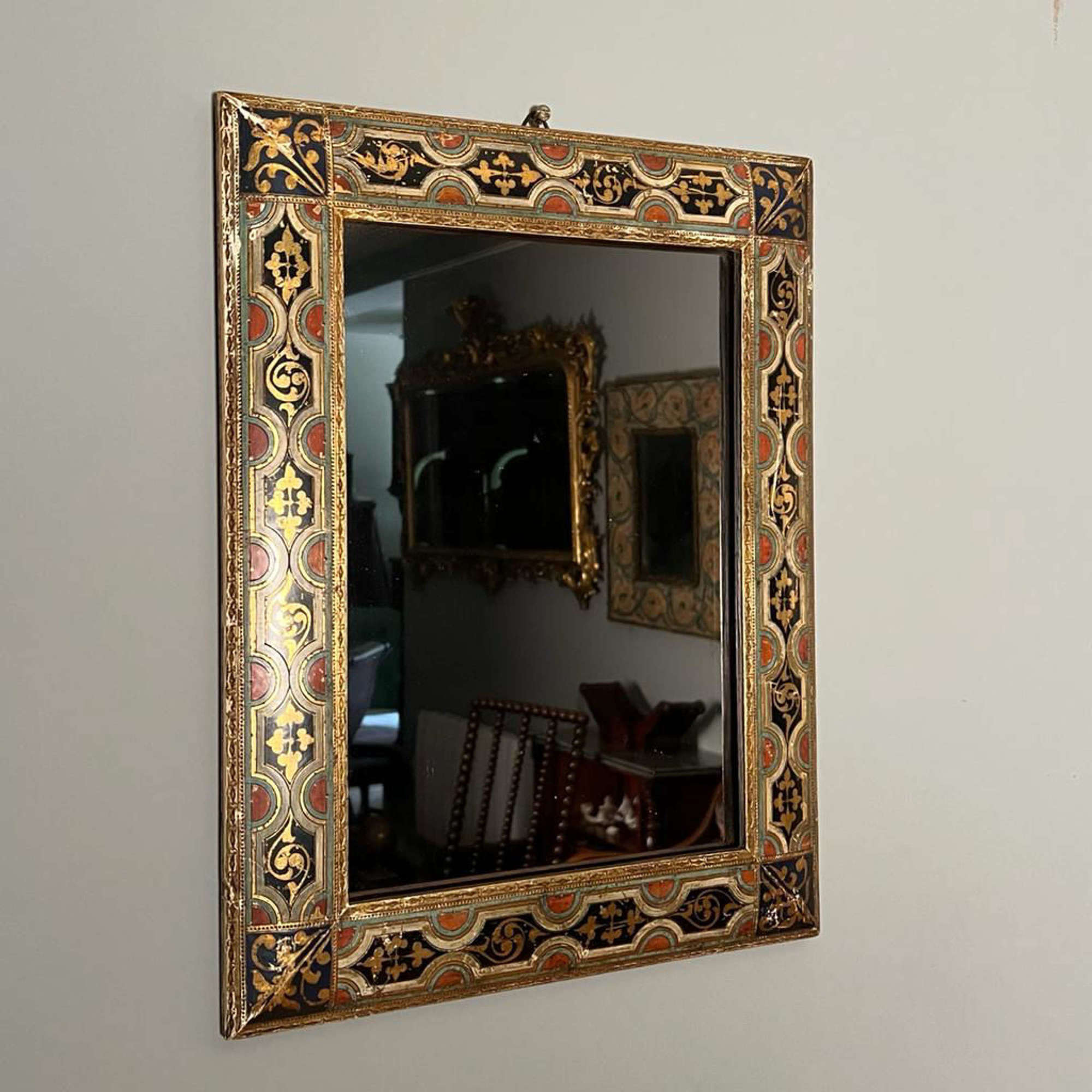 Stunning Painted & Giltwood Italian Mirror