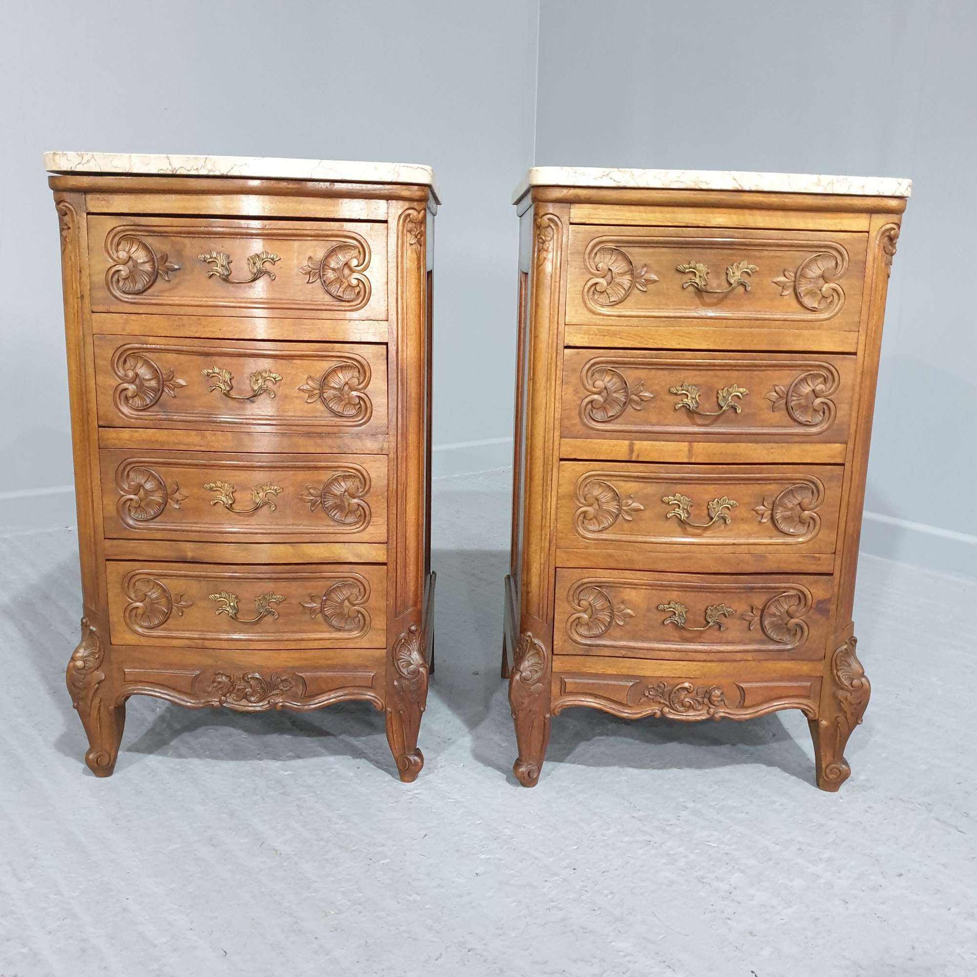 Superb Pair French Walnut Chests Of Drawers