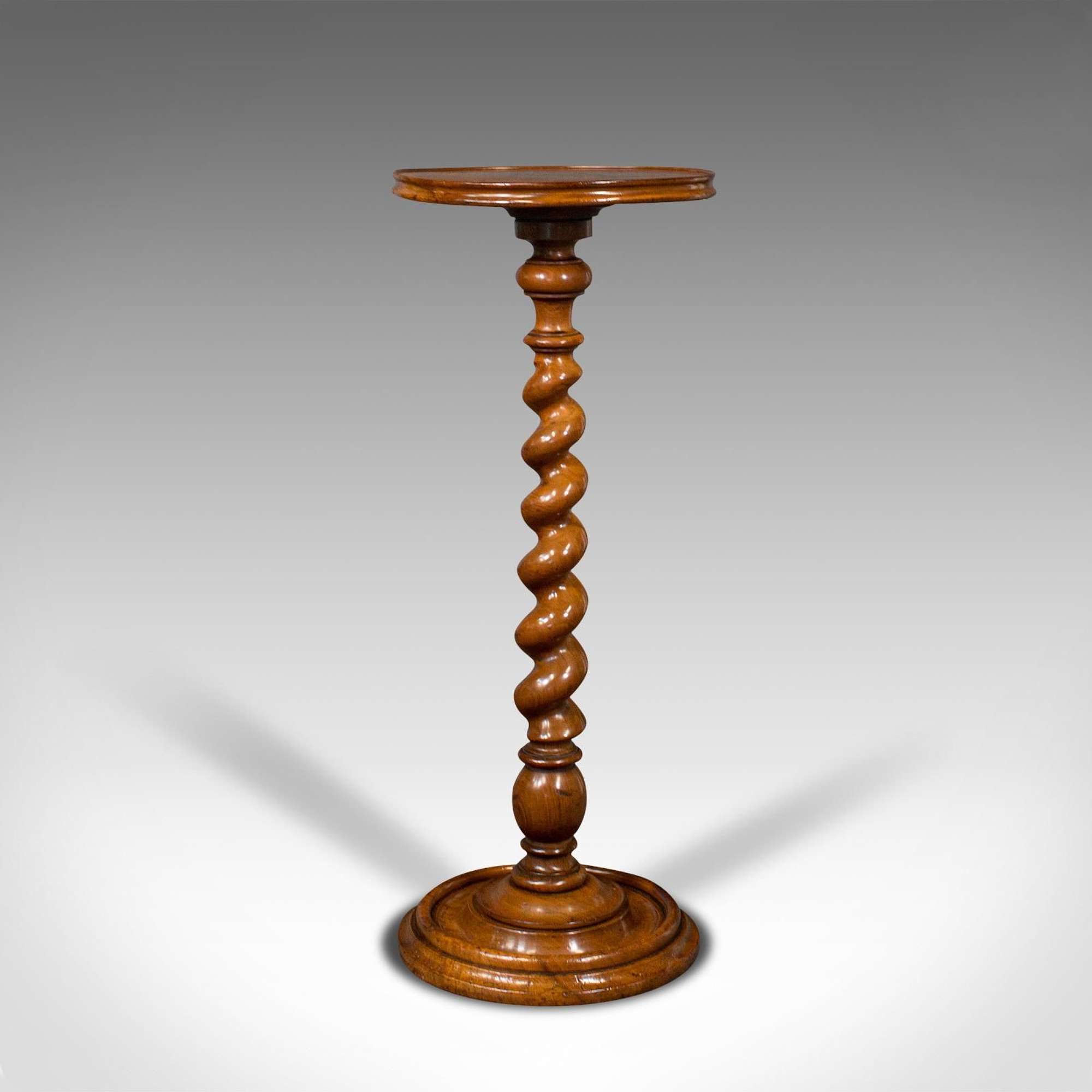 Antique Barley Twist Wine Table, English, Yew, Lamp, Display Stand, Victorian