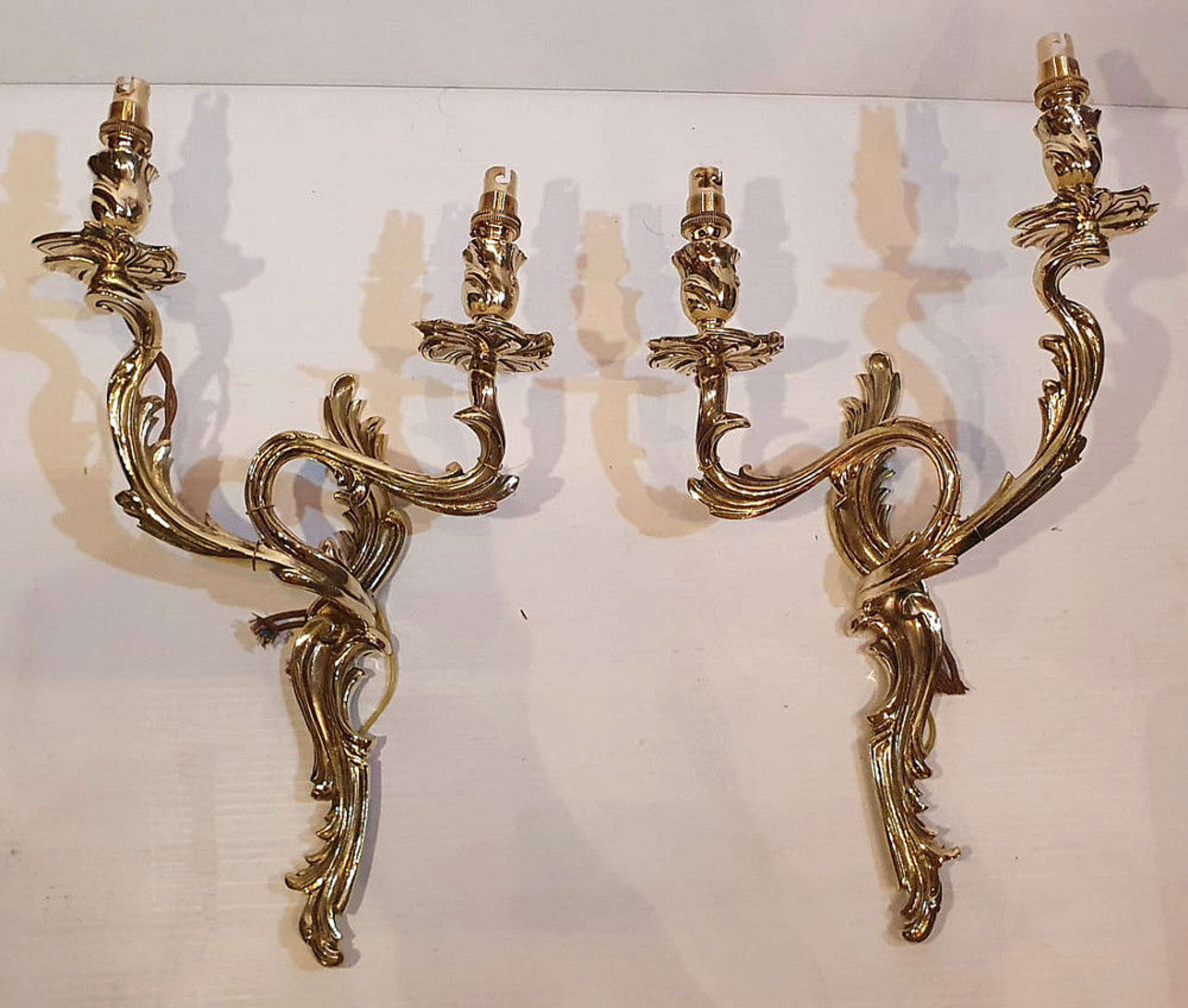 Pair Of Brass Early 20th Century Wall Lights