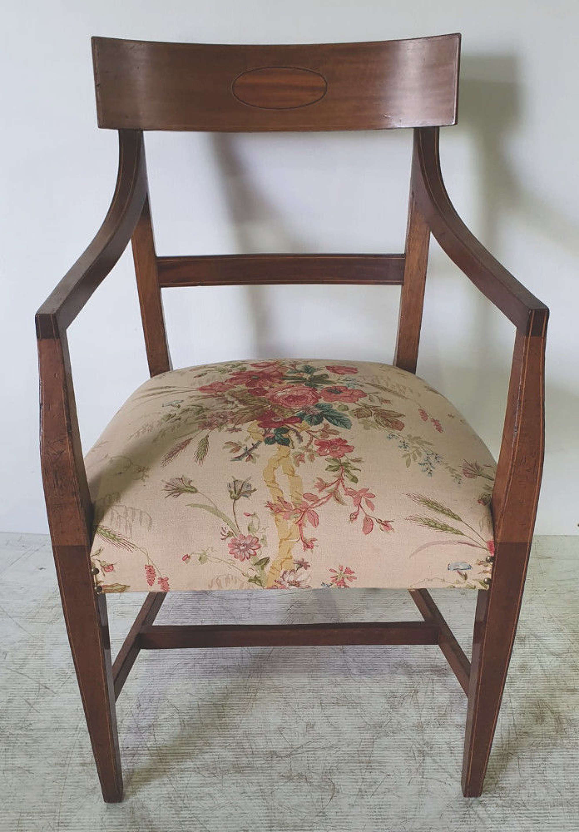 Edwardian Inlaid Mahogany Antique Armchair Or Desk Chair