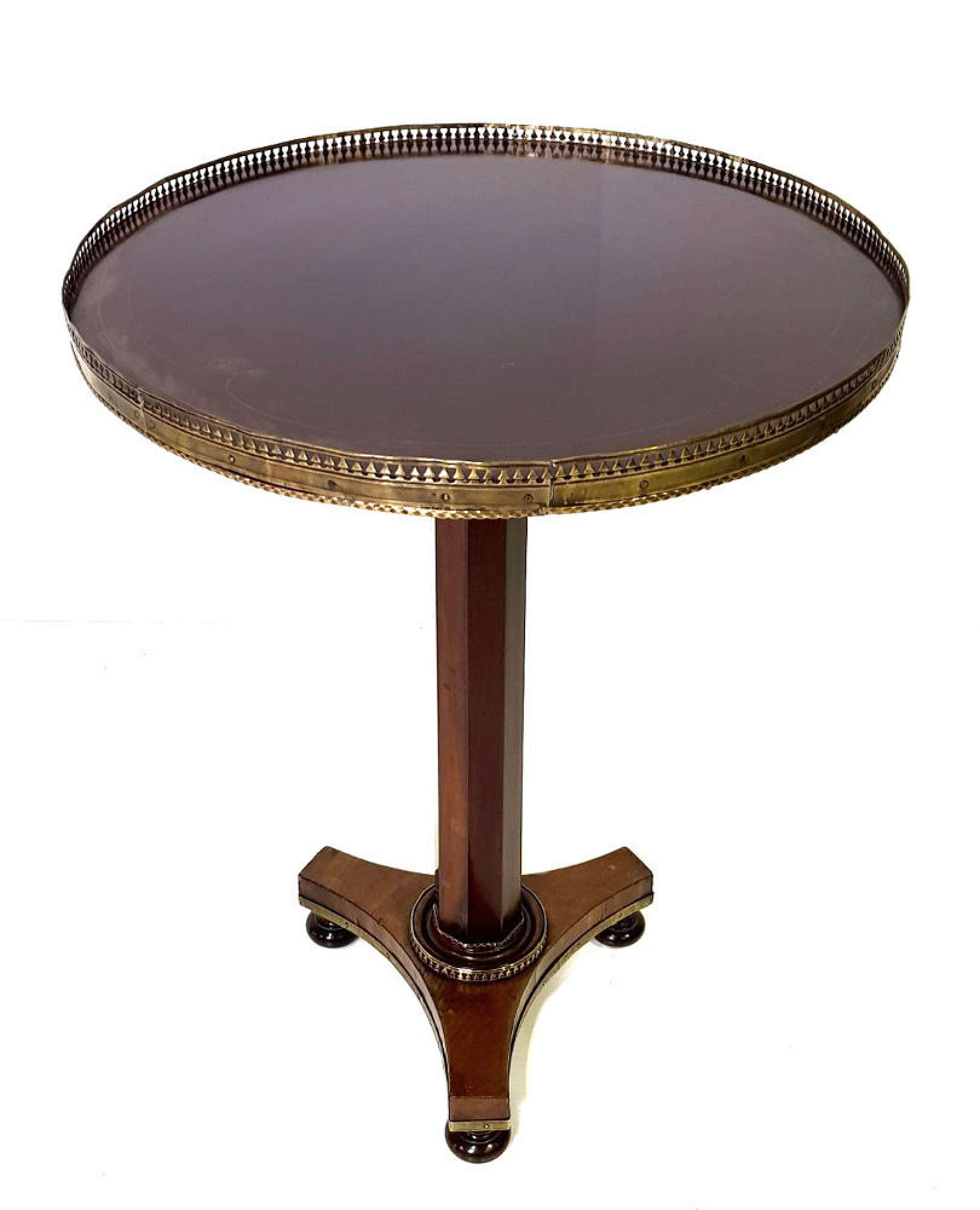 19th Century Inlaid Mahogany Circular Occassional Table With Brass Gal