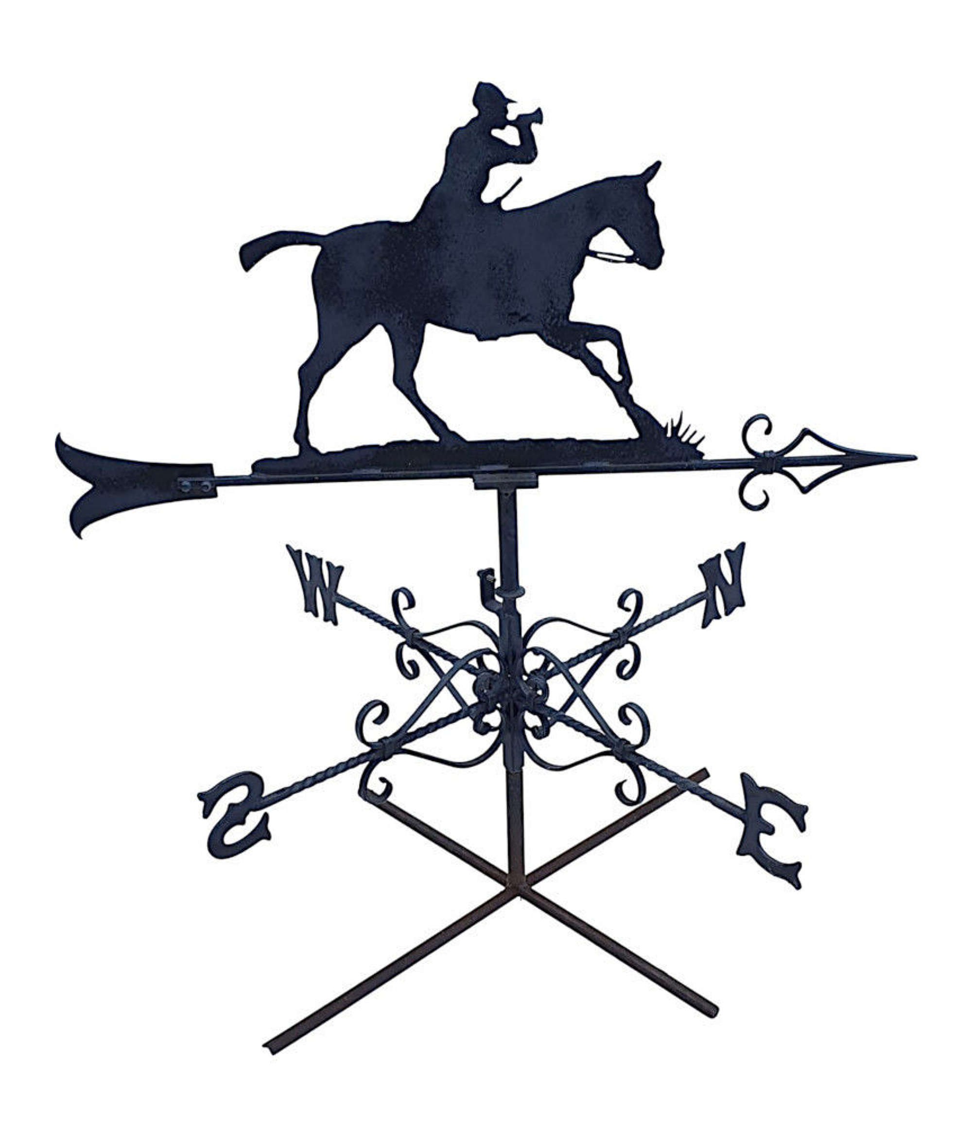 A Stunning Mid 20th Century Forge Made Weather Vane Of A Hunter On His