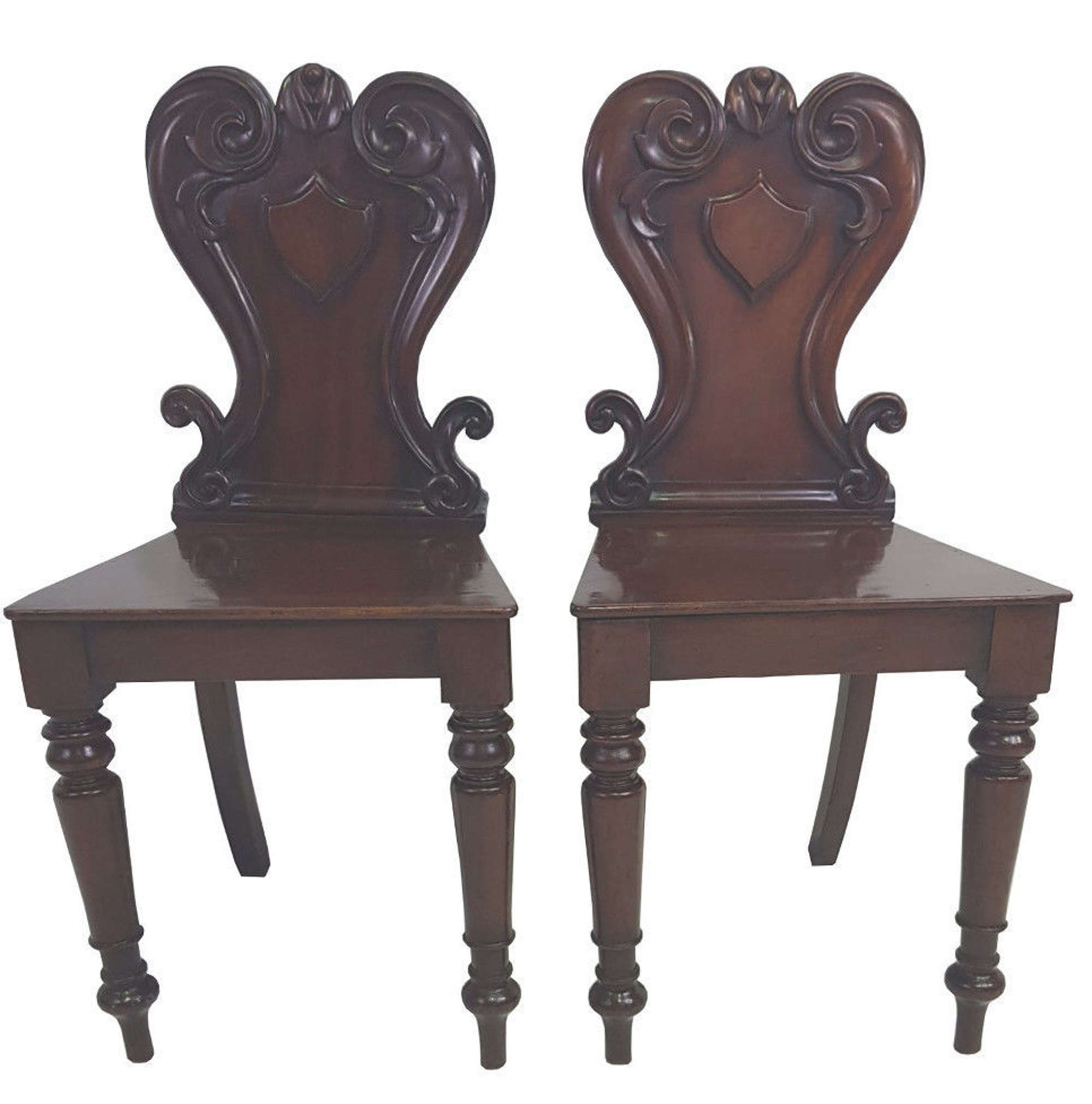 Pair Of 19th Century Mahogany Hall Chairs
