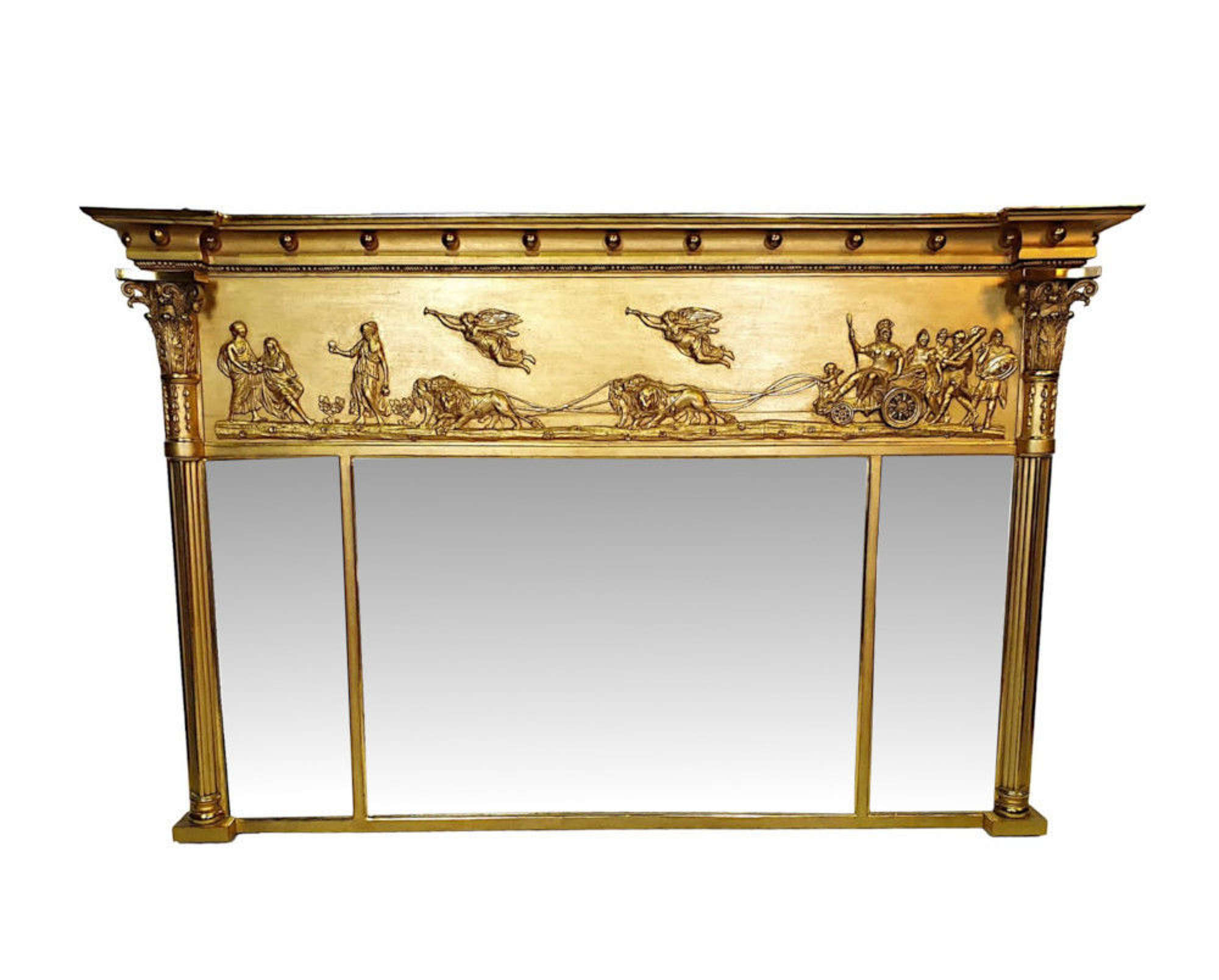 A Lovely Early 20th Century Compartmental Giltwood Overmantle Mirror