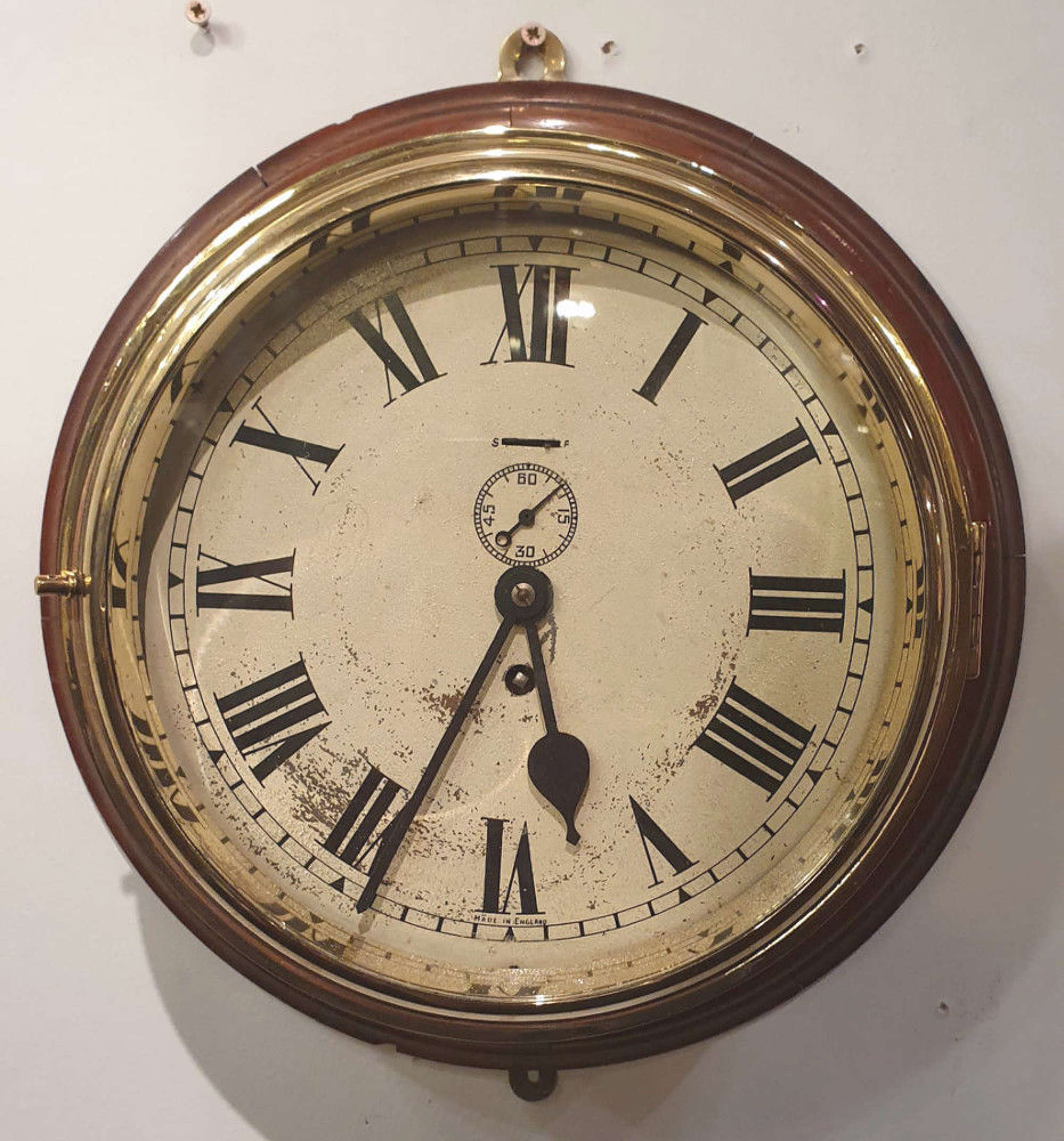 19th Century Marine Brass Ships Antique Clock