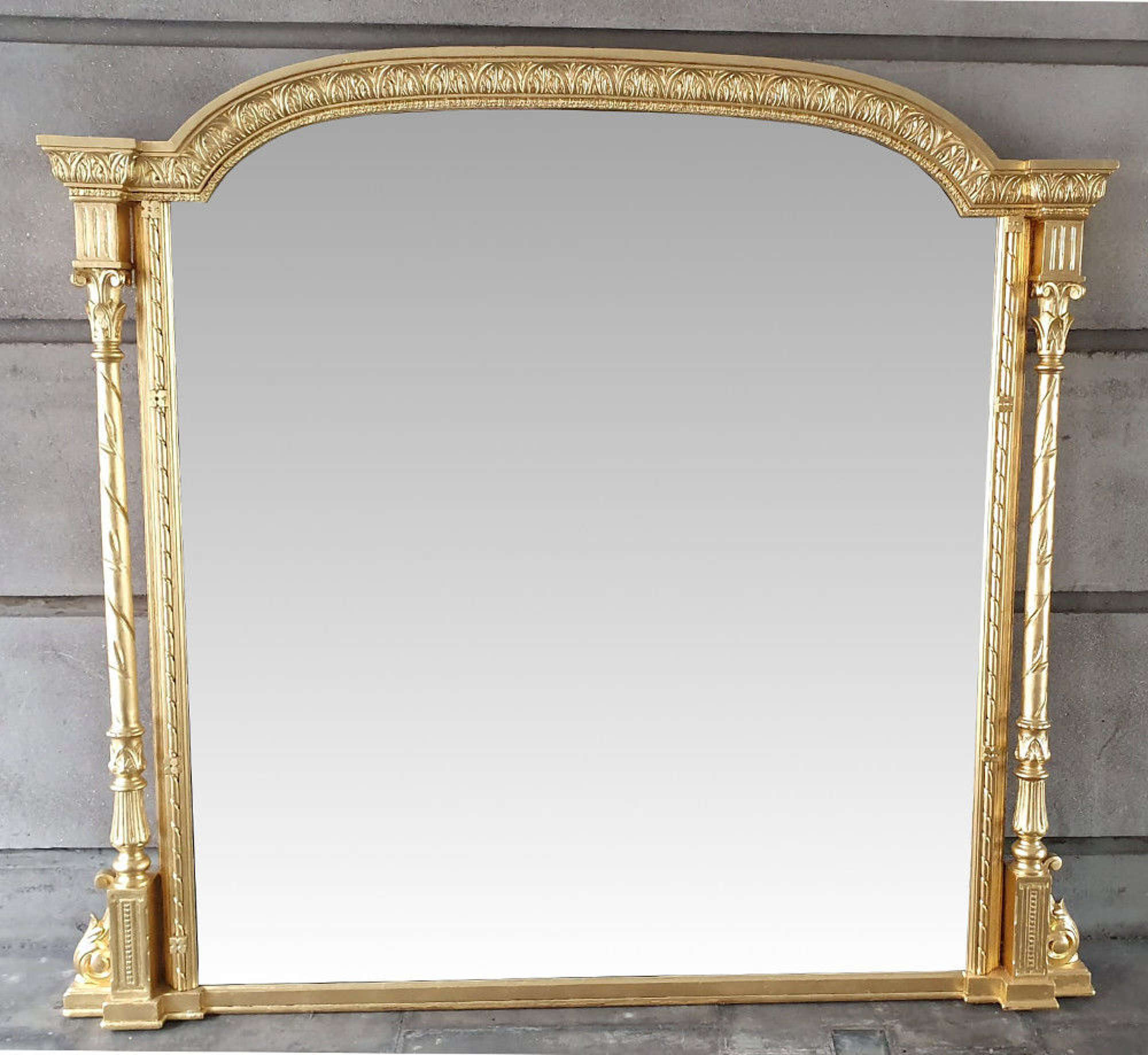 Massive 19th Century Gilt Antique Overmantle Mirror