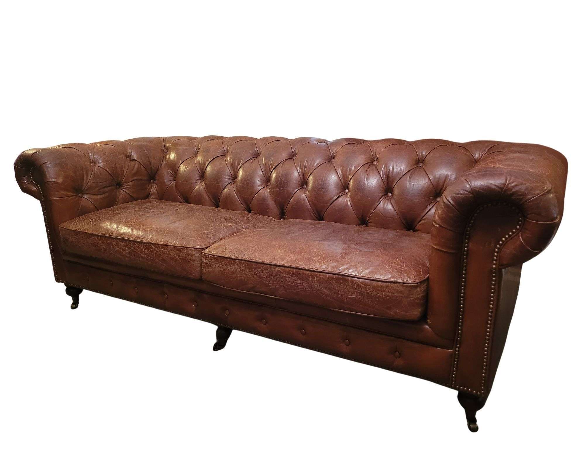 Vintage Style Leather Chesterfield Sofa