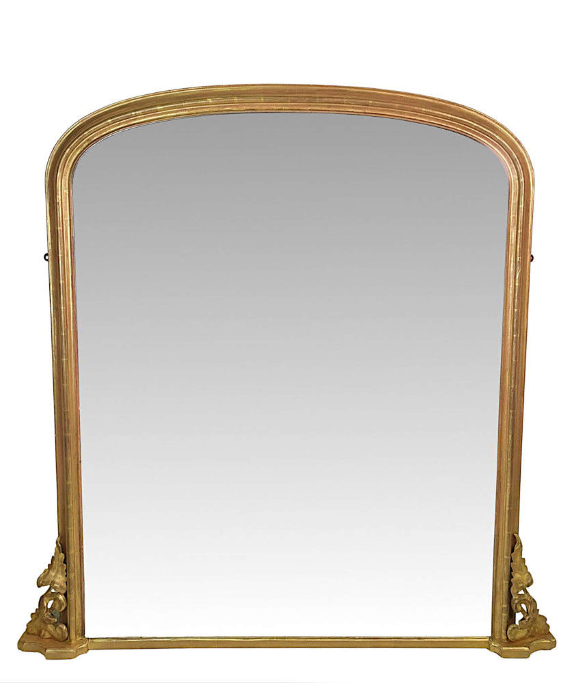 A Beautiful 19th Century Archtop Gilt Wood Antique Overmantle Mirror