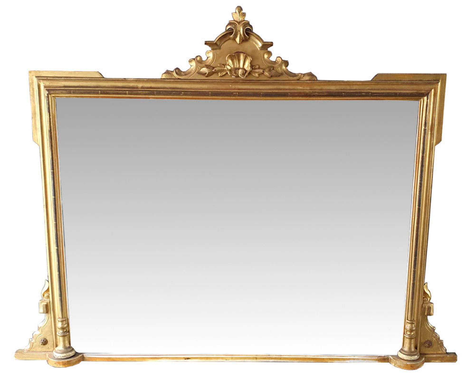 Late 19th Century Rectangular Design Antique Overmantle Mirror