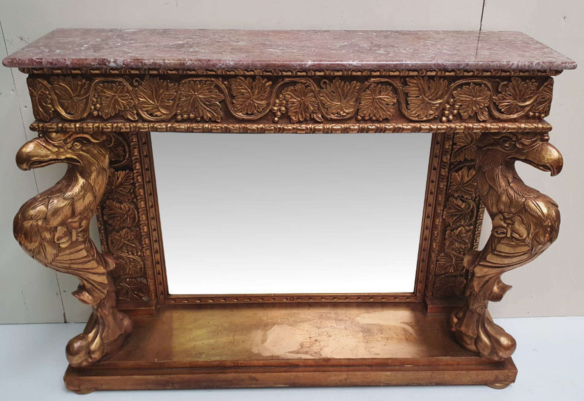 20th Century Gilt Marble Top Console Table