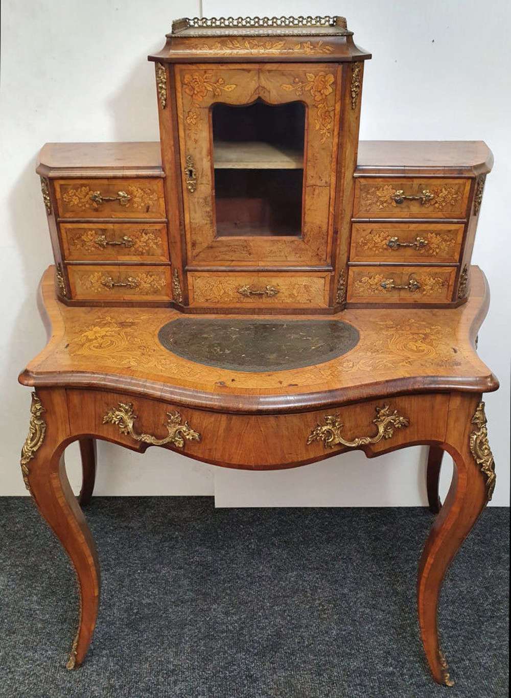 19th Century Burr Walnut Bonheur Du Jour Desk