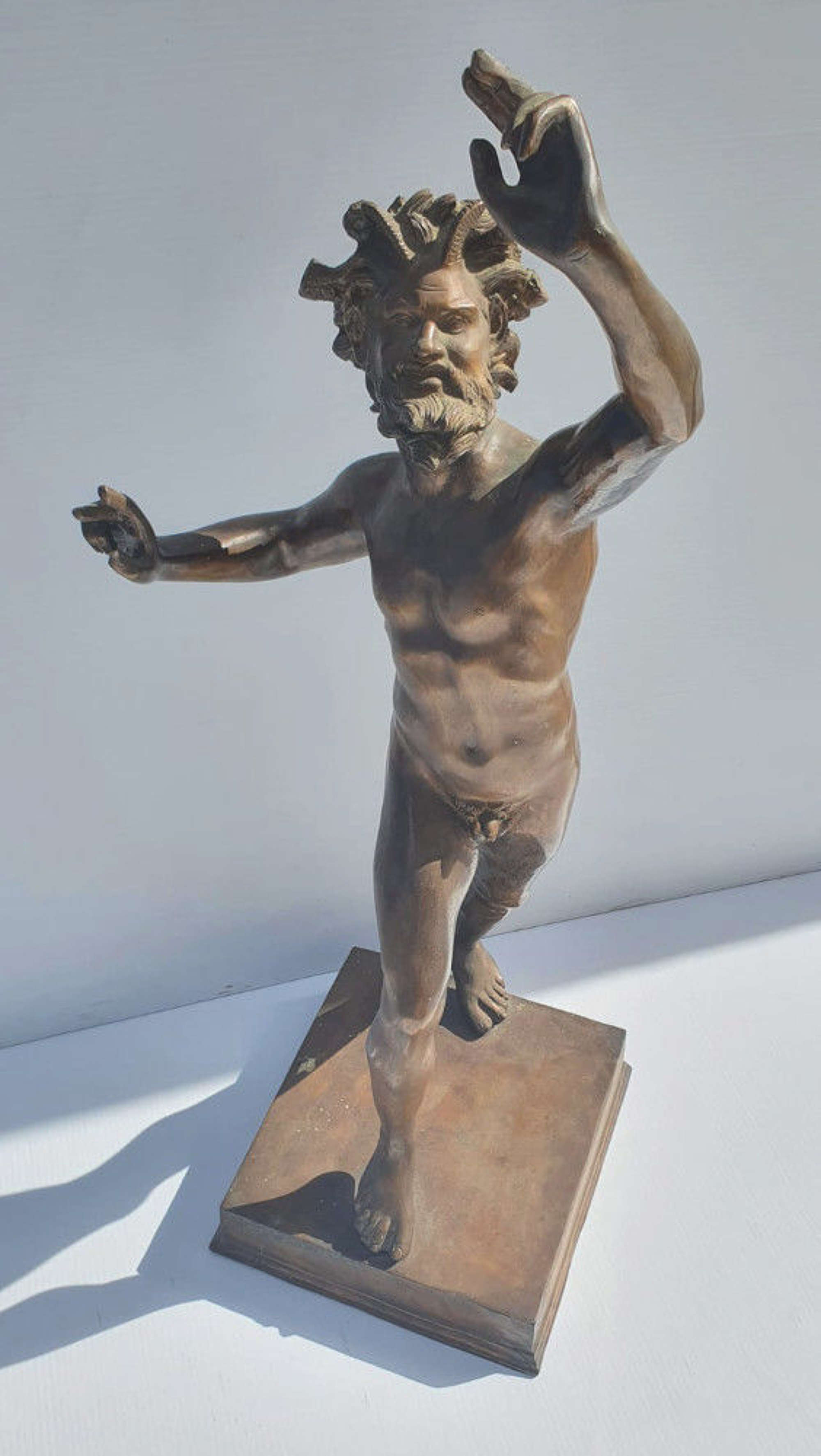 19th Century Bronze Sculpture Of Dancing Faun Satyr