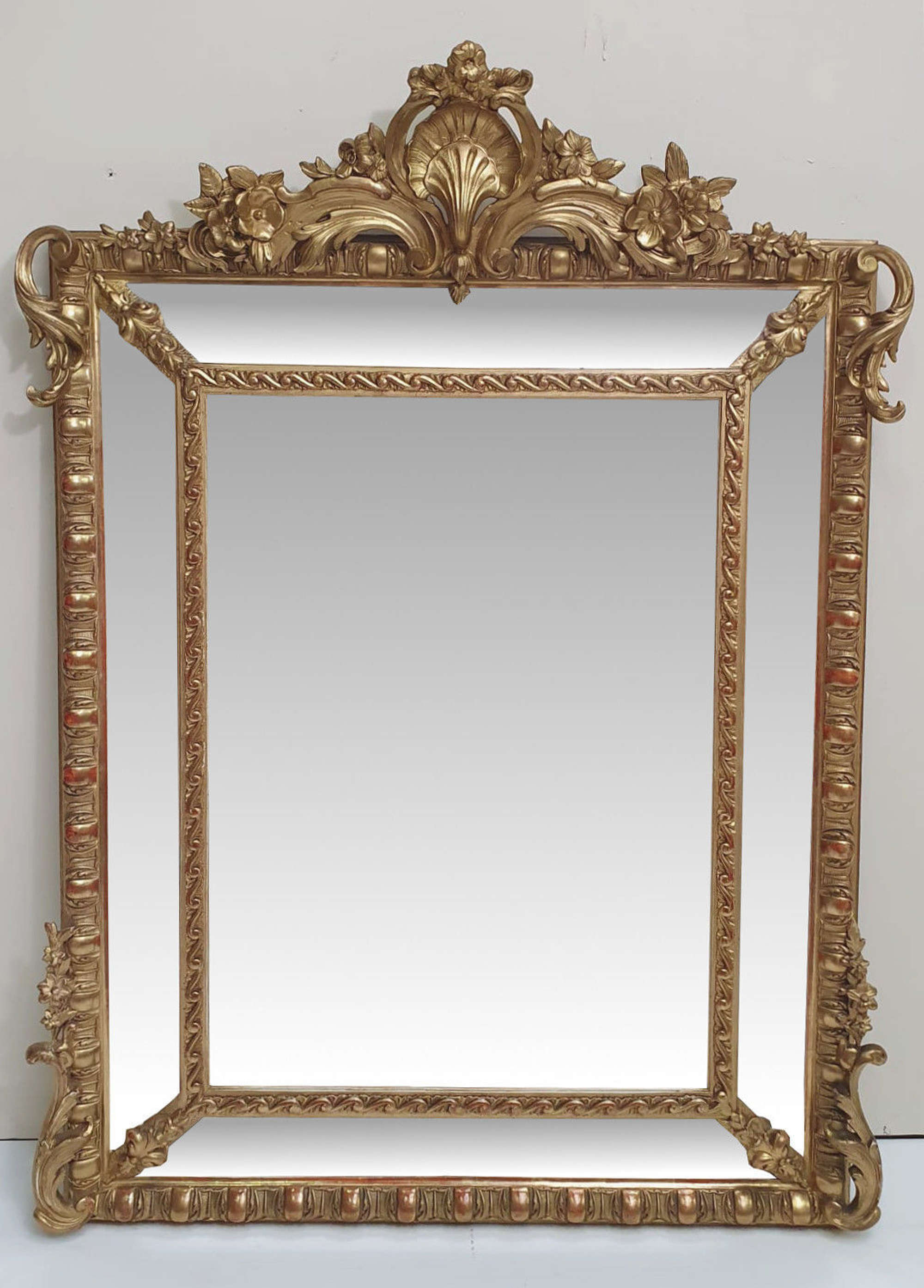 19th Century Gilt Margin Overmantle Or Hall Antique Mirror