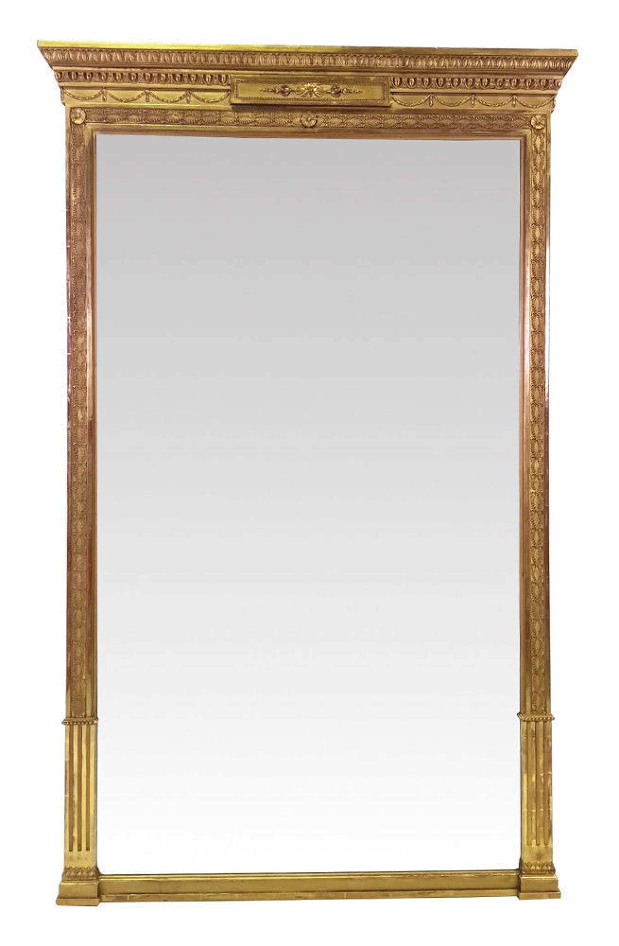 Good Quality 19th Century Gilt Tall Upright Mirror In The Adam's Desi