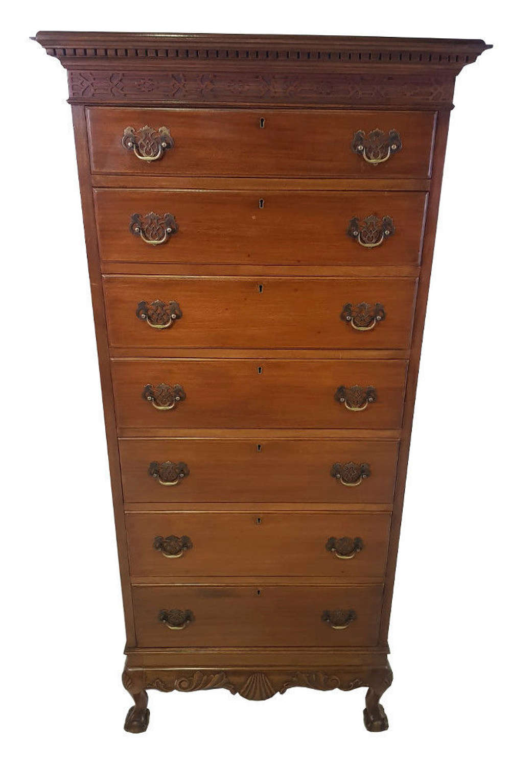 1920s Mahogany Tall Boy After Chippendale