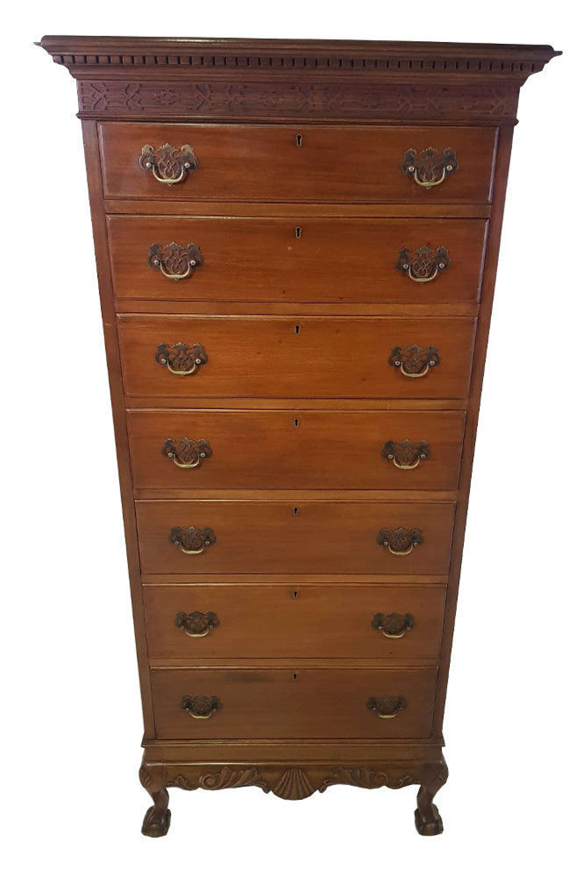 1920s Mahogany Tall Boy After Chippendale