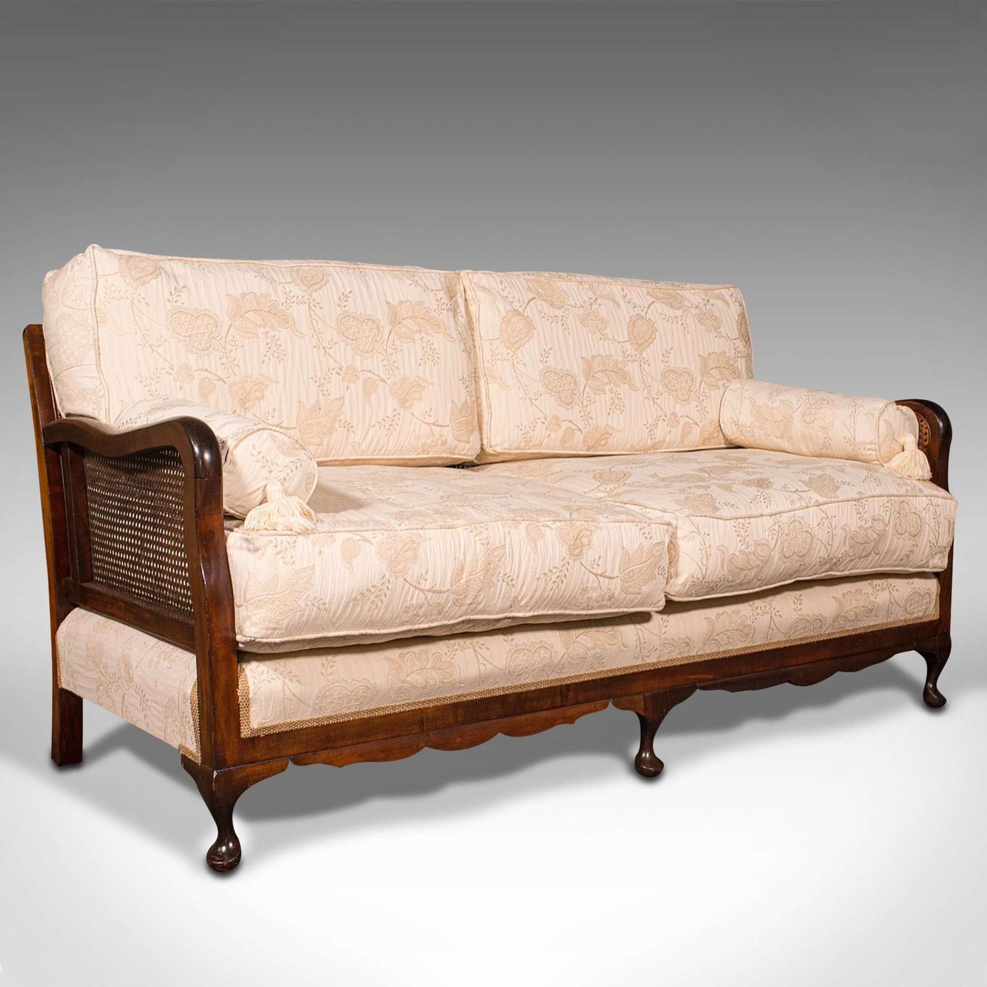 Antique Bergere Sofa, English, Beech, Cane, 2 Seat Settee, Edwardian C.1910