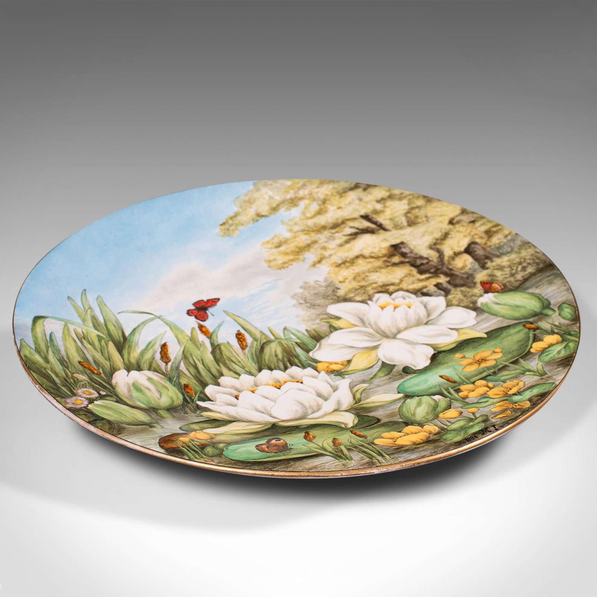 Antique Decorative Charger Plate, English, Ceramic, Dish, Art Nouveau, Victorian