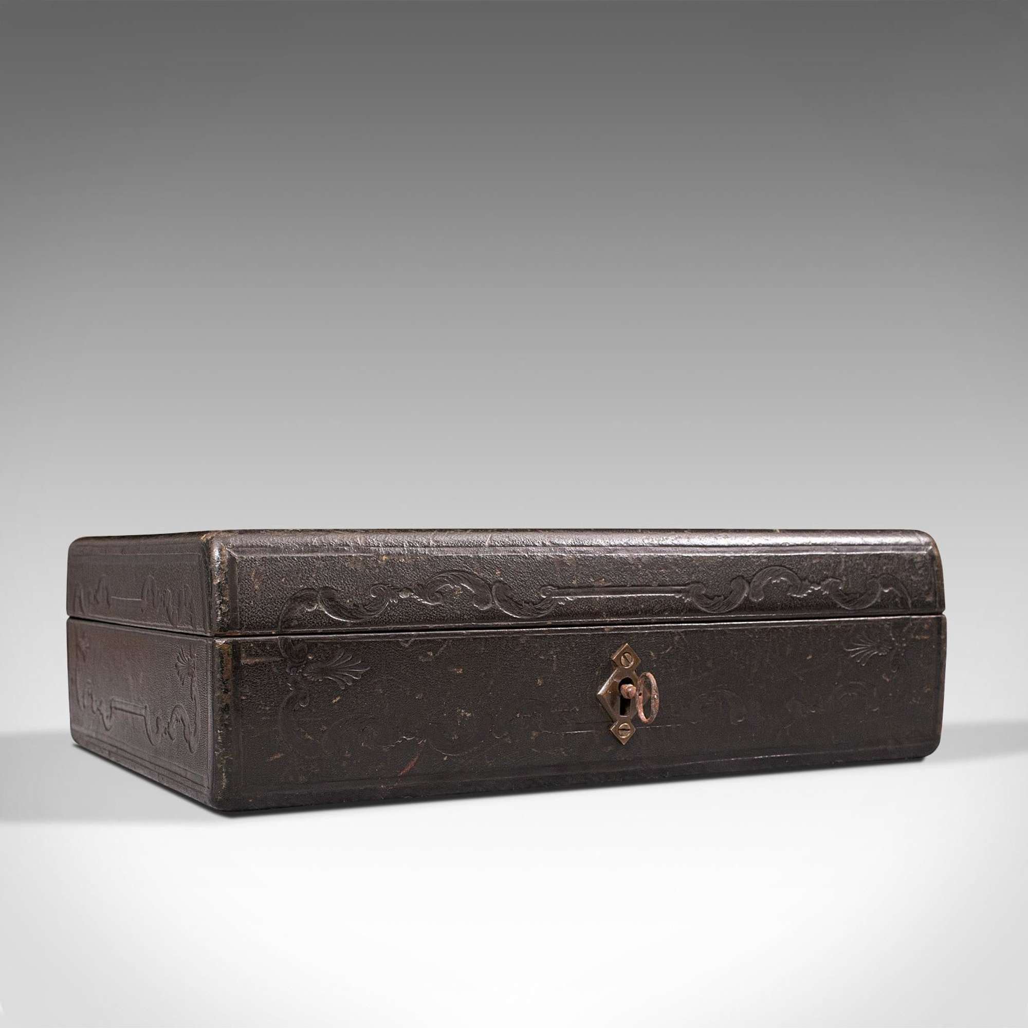 Antique Merchant's Writing Slope, English, Leather, Correspondence Box C.1890