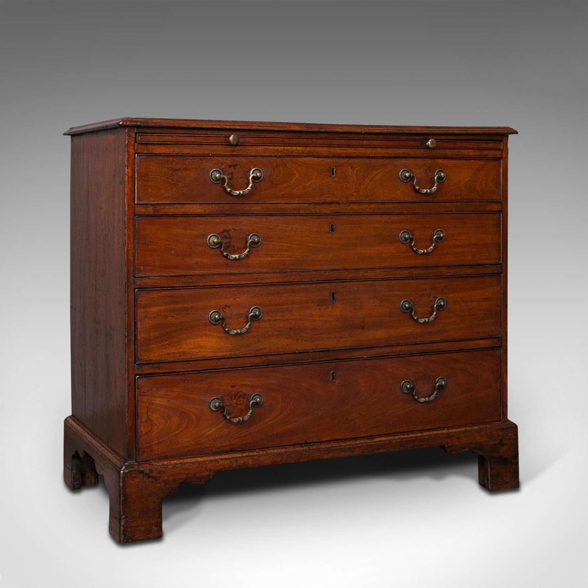 Antique Bachelor's Chest Of Drawers, English, Flame Mahogany, Georgian C.1780