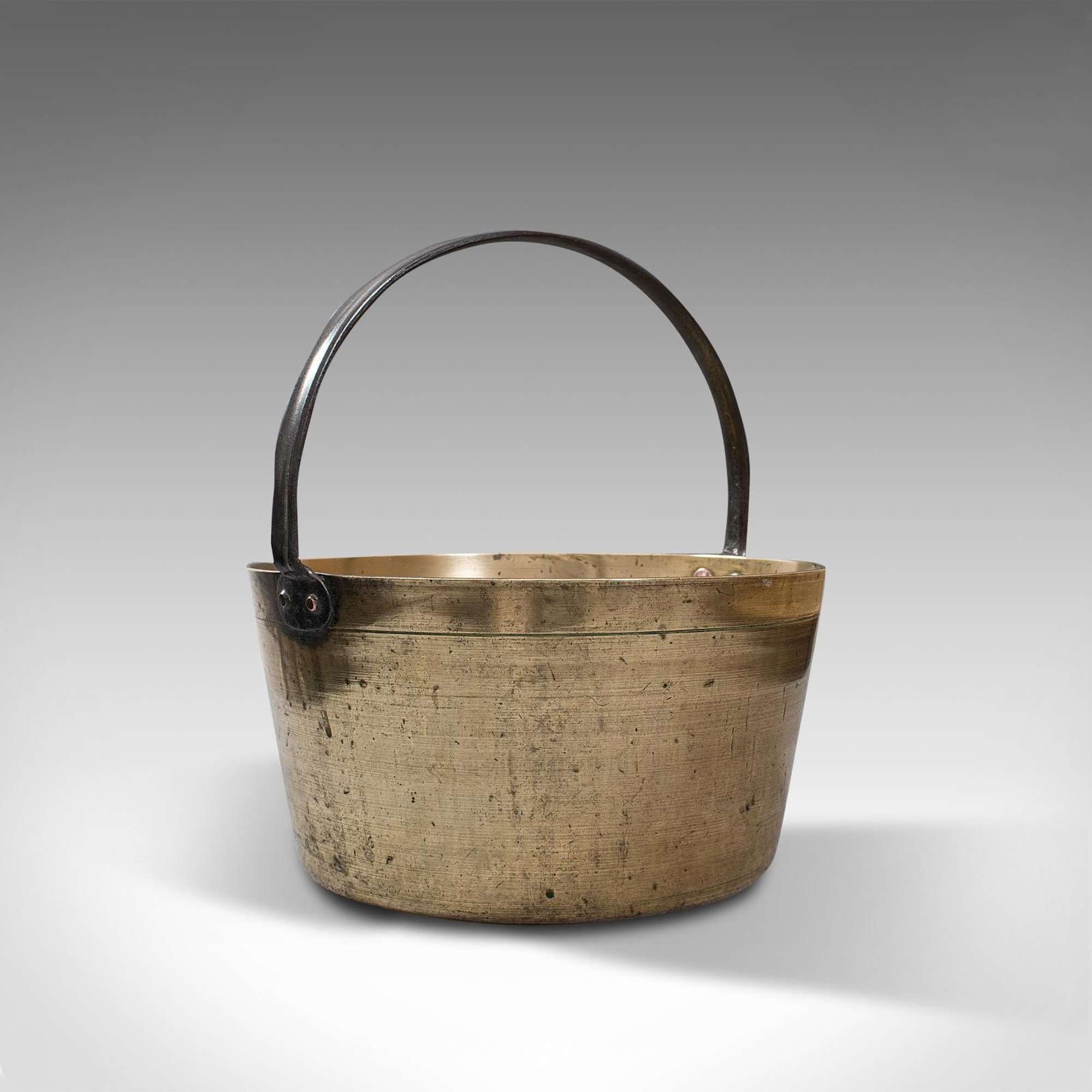 Antique Preserving Pan, English, Heavy Brass, Jam, Cooking Pot, Georgian C.1800