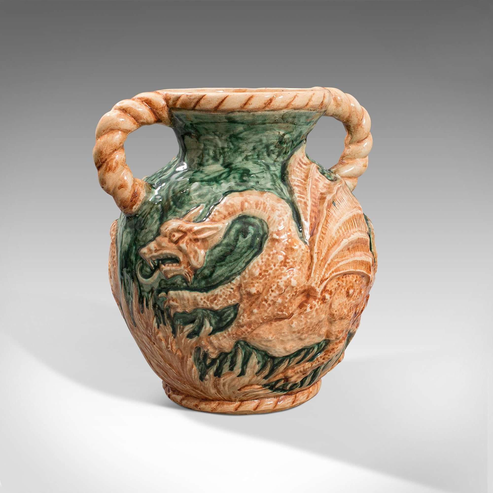Antique Decorative Vase, Continental, Ceramic, Baluster Urn, Dragon, Victorian