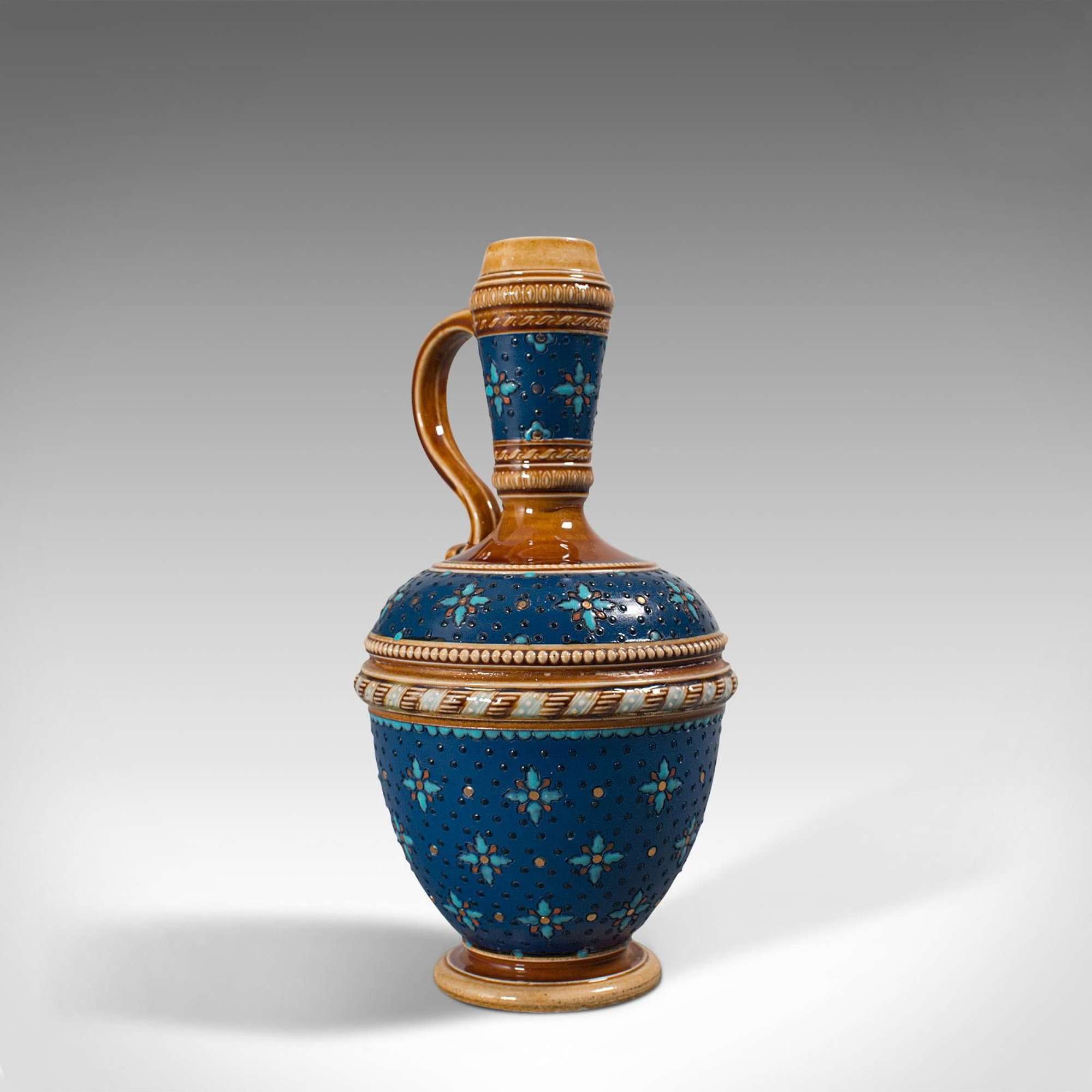 Antique Decorative Ewer, German, Ceramic, Serving Flask, Liqueur Bottle C.1900