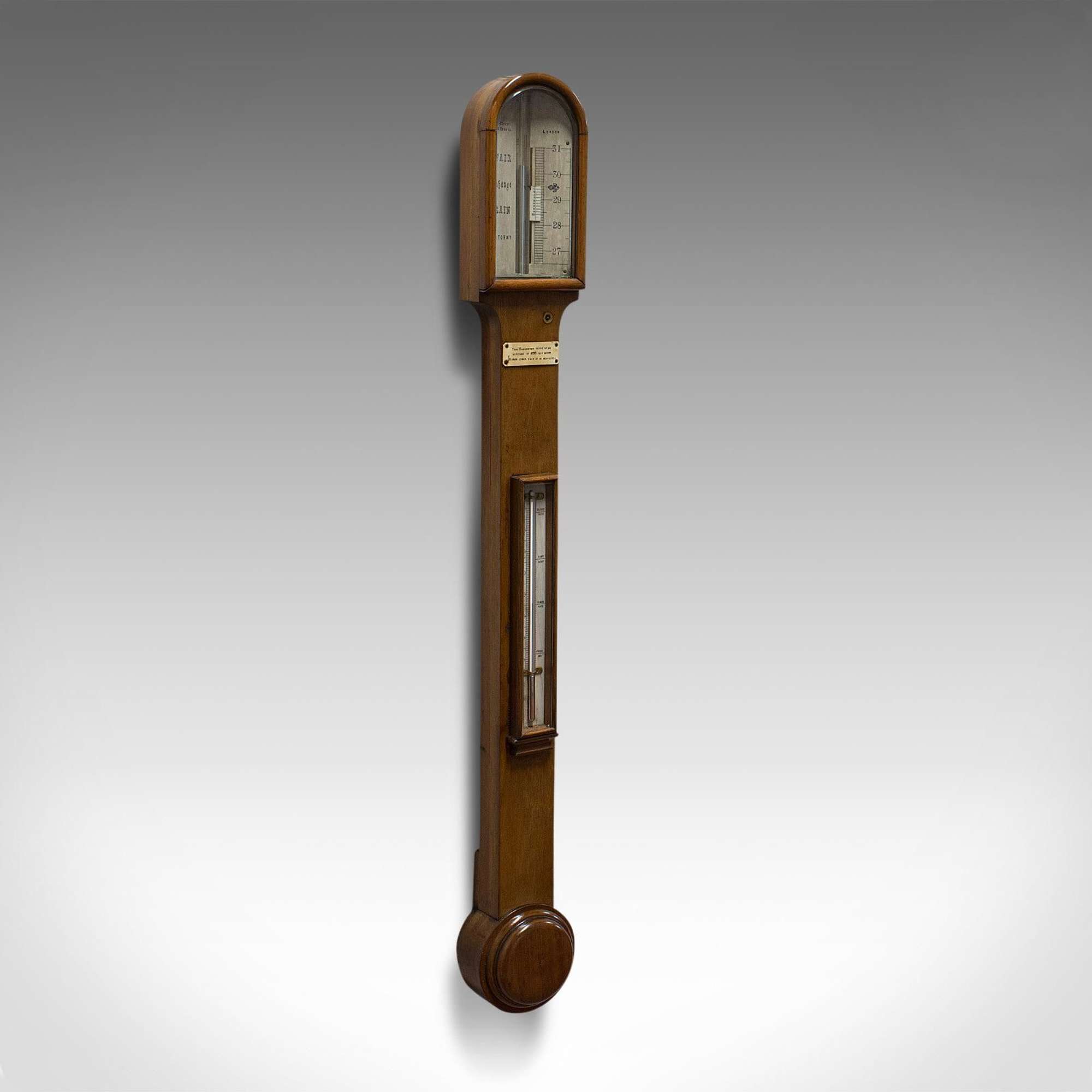 Antique Stick Barometer, Walnut, Scientific Instrument, Negretti %26 Zambra, 1900