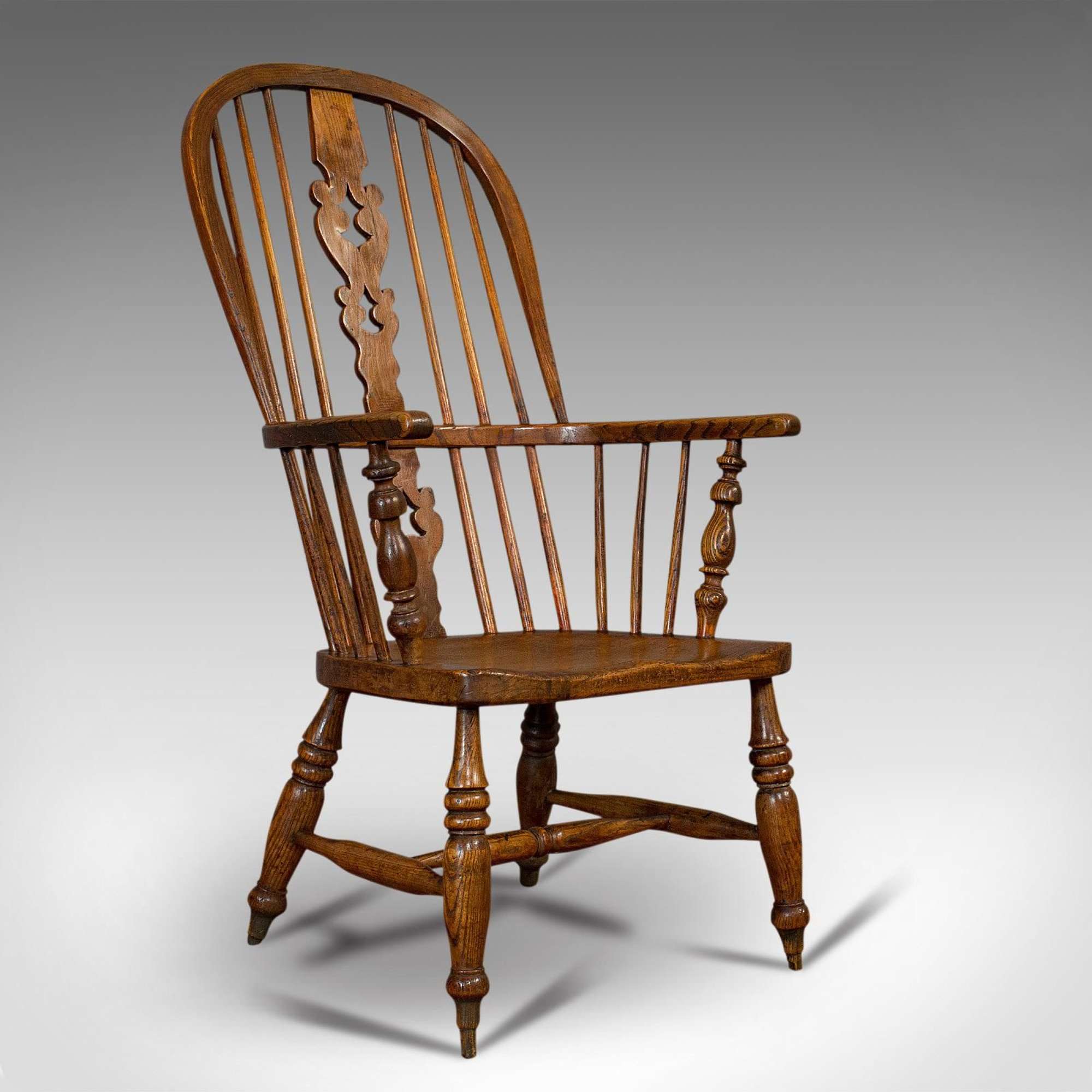 Antique Windsor Chair, British, Elm, Ash, Elbow, Armchair, Victorian C.1860