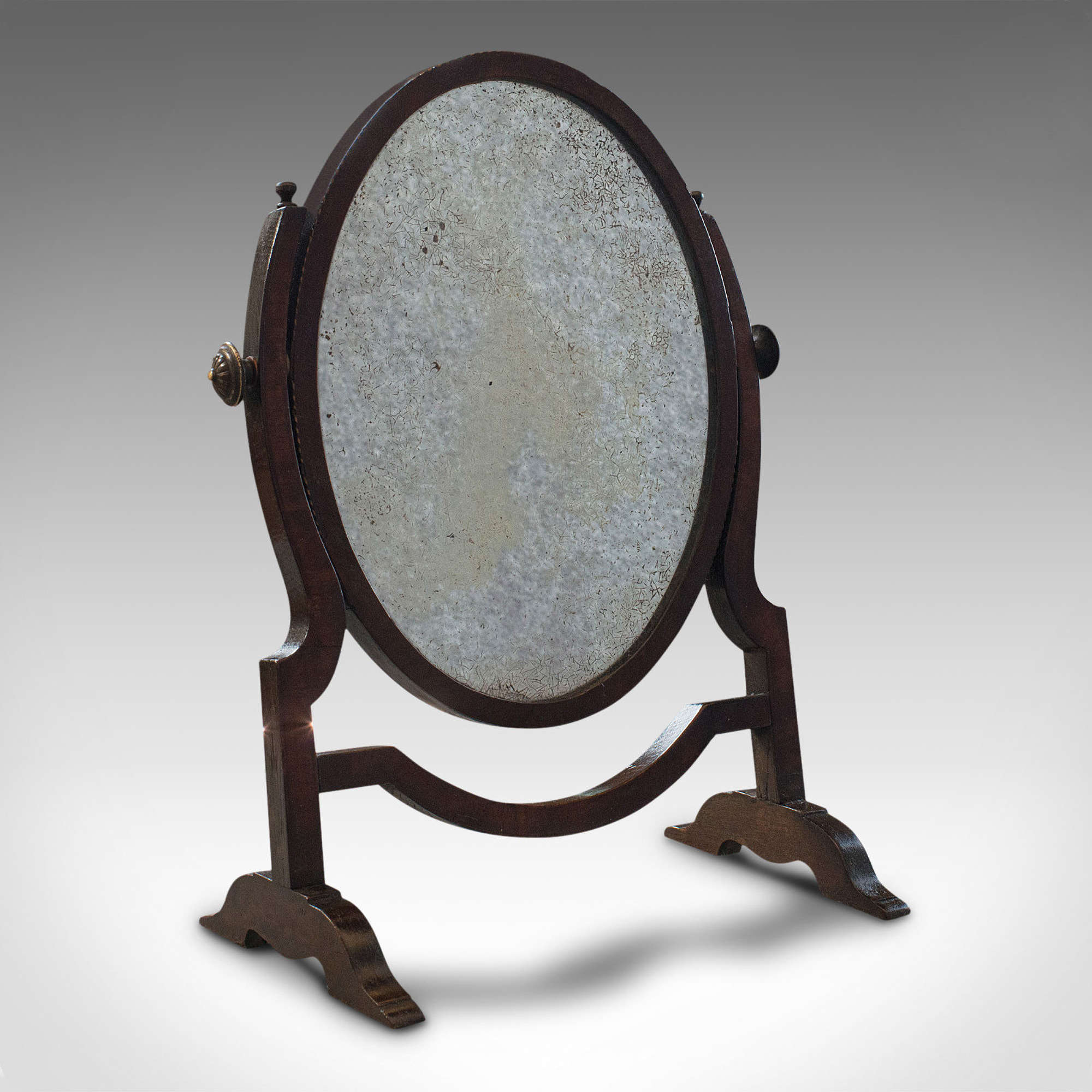 Antique Vanity Mirror, English, Oak, Mahogany, Dresser, Regency C.1820