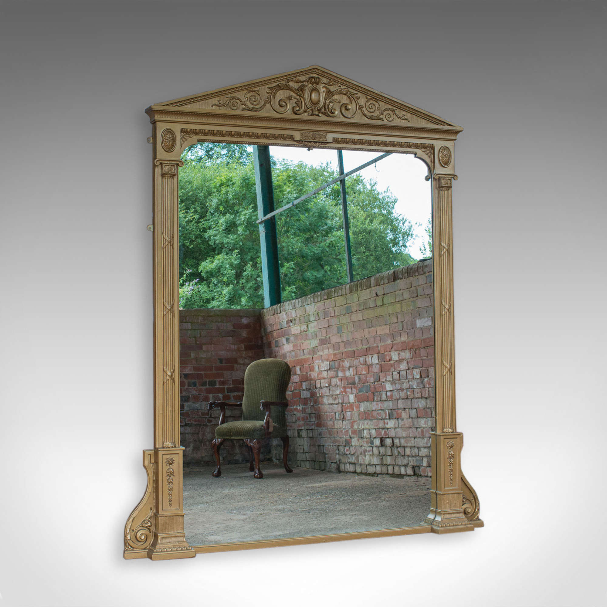 Very Large Antique Overmantle Mirror, 230 x 189.5cm Classical c.1850