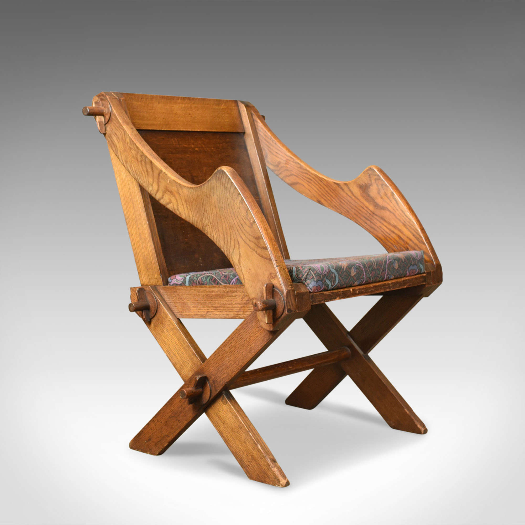 Antique Glastonbury Chair, English, Tudor Revival, Hall Seat C.1900