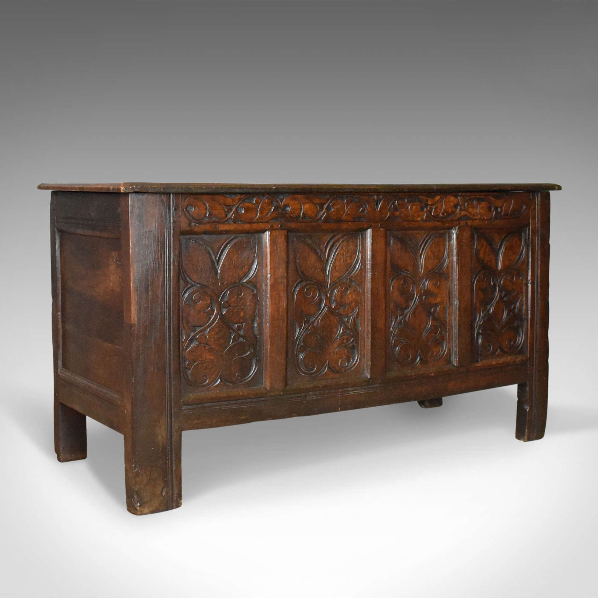 Antique Coffer, Large, English Oak Chest, Early 18th Century Trunk C.1700