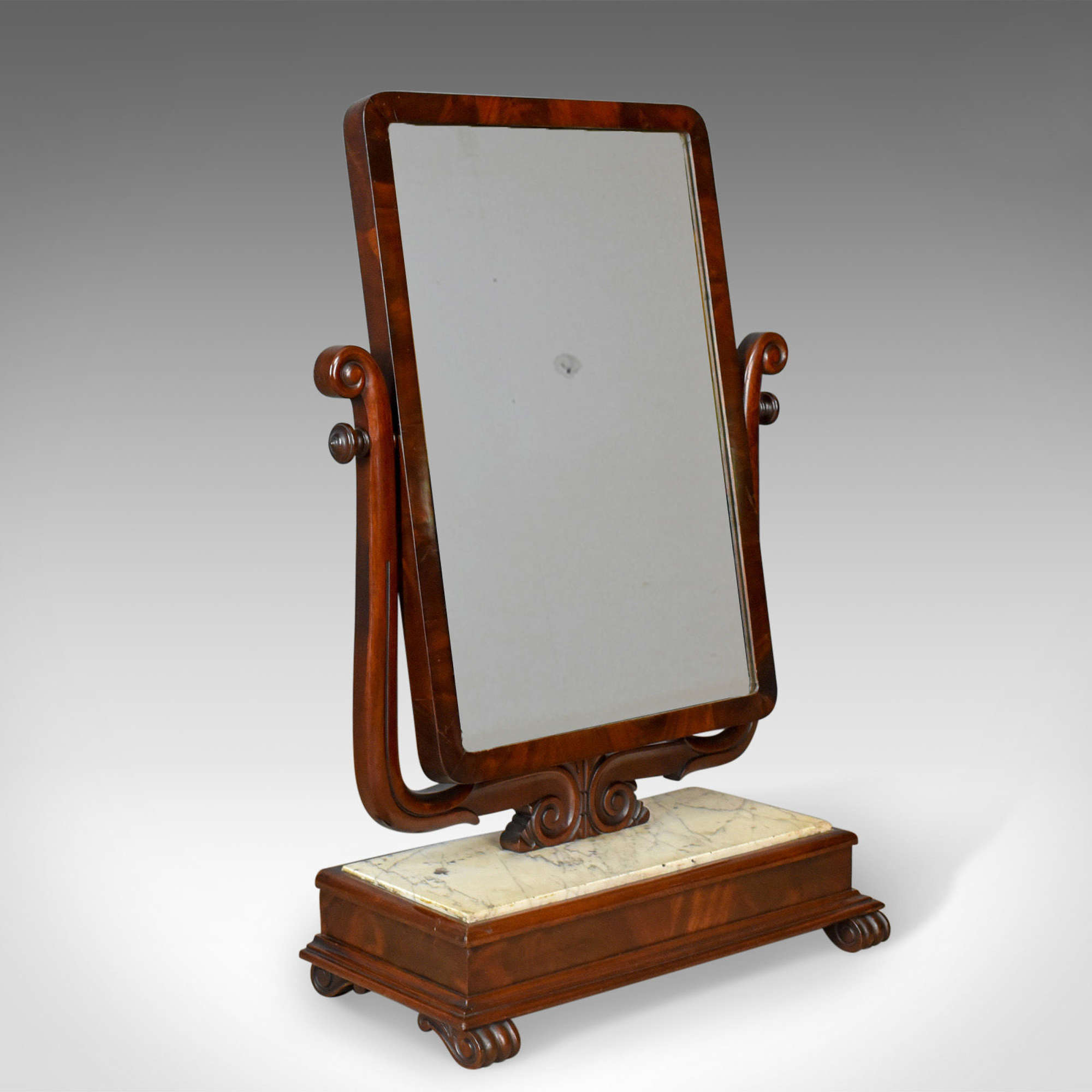 Large Antique Vanity Mirror, Toilet, Swing, English, Victorian Marble C.1850