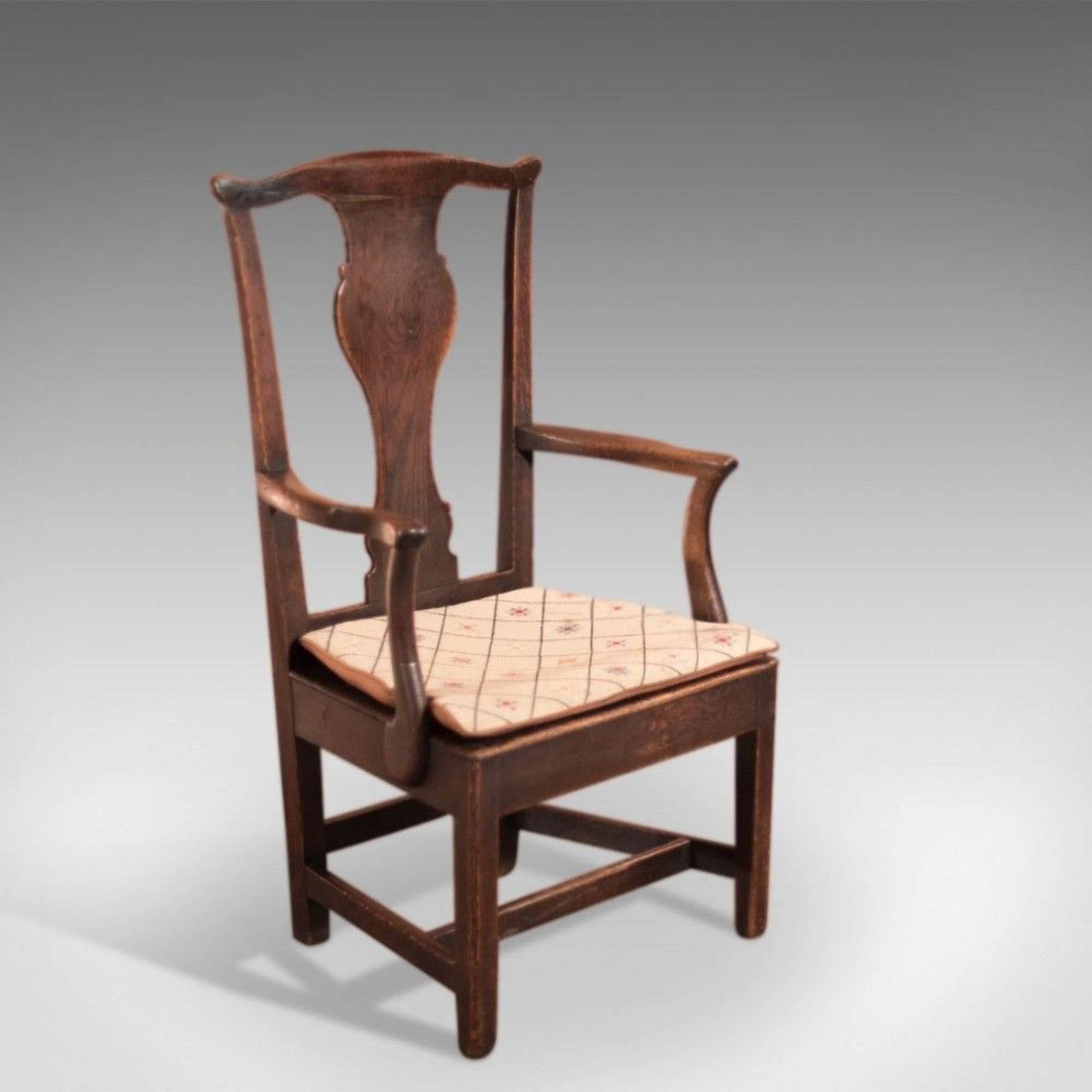 Antique Late Georgian Oak Open Chair C.1800