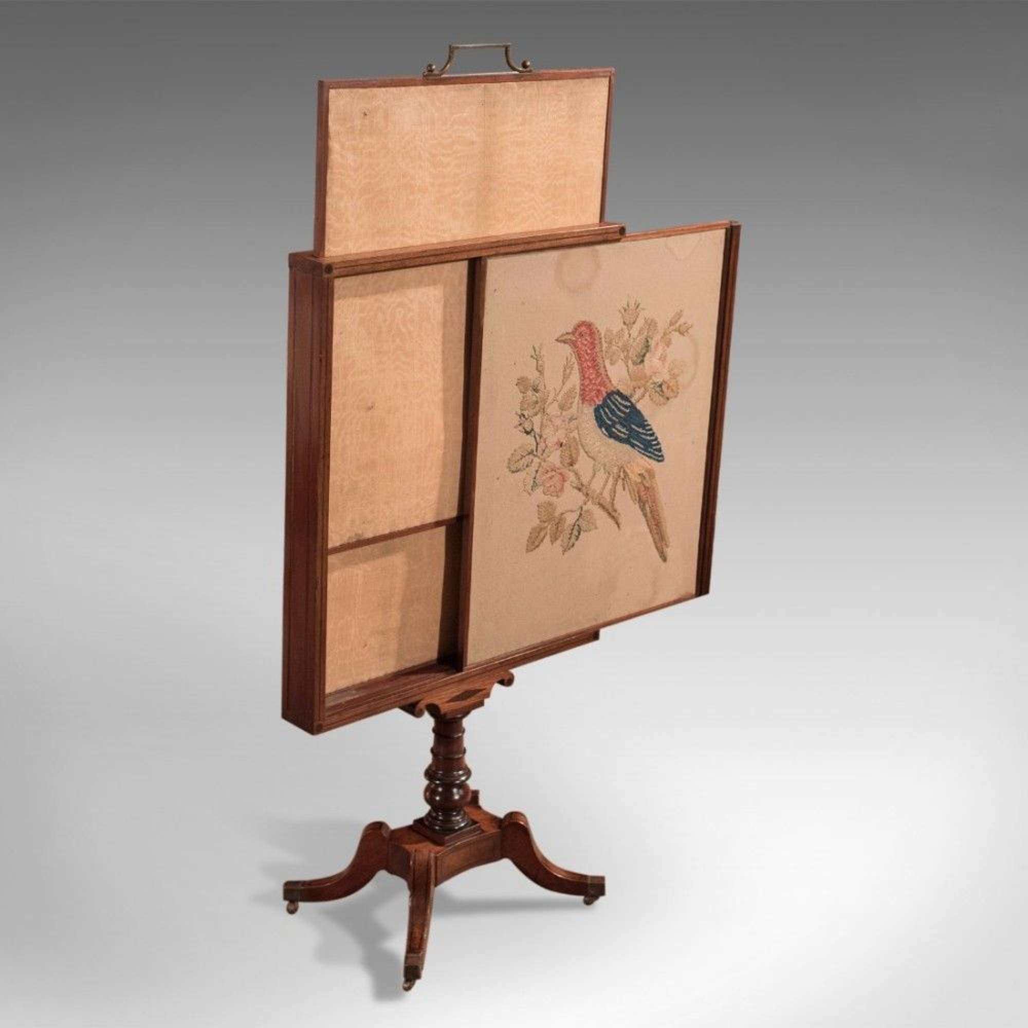 Antique Tapestry Display Stand Mahogany Needlepoint C.1830
