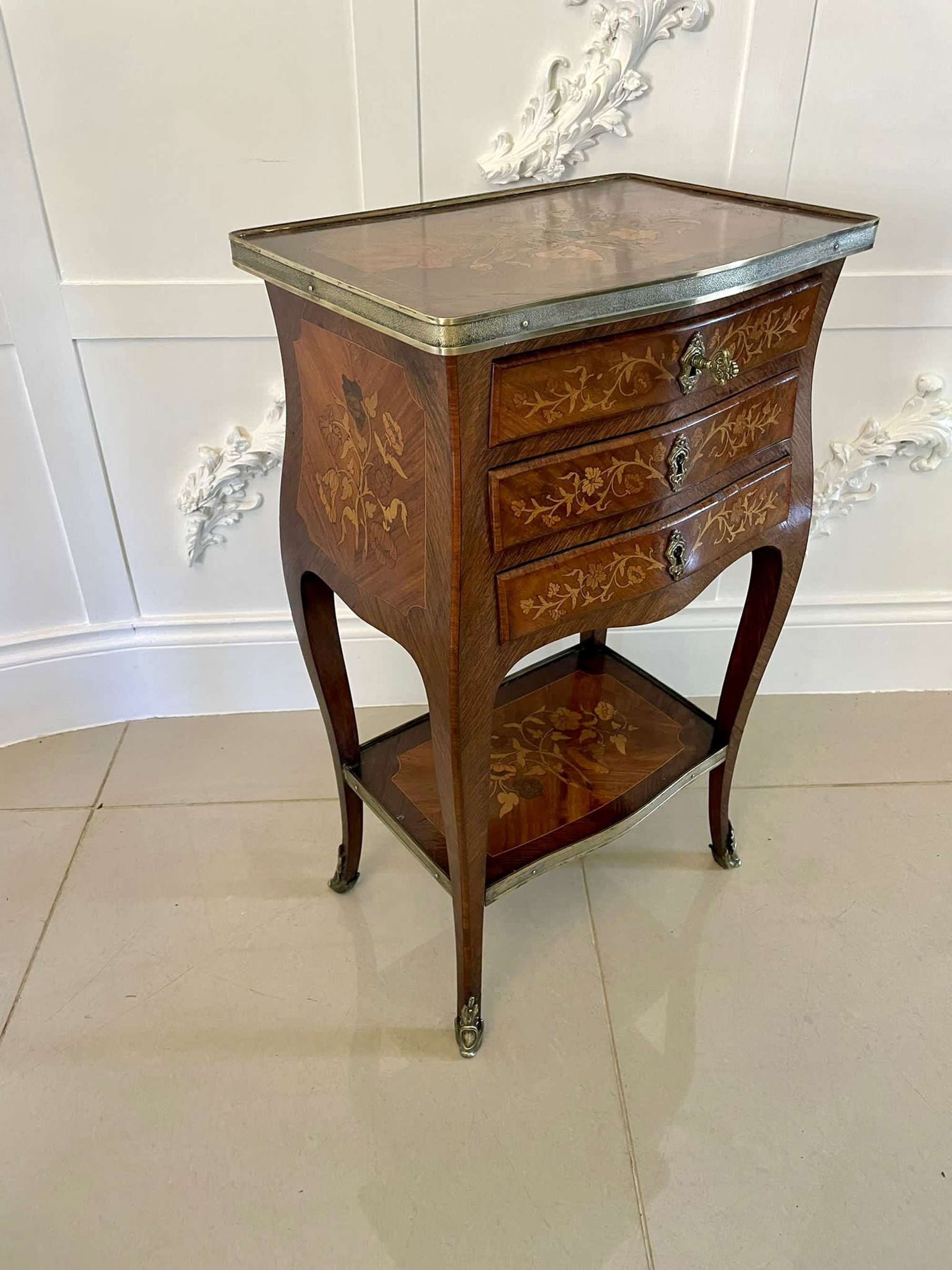 Antique Freestanding Marquetry Inlaid Kingwood Chest Of Drawers